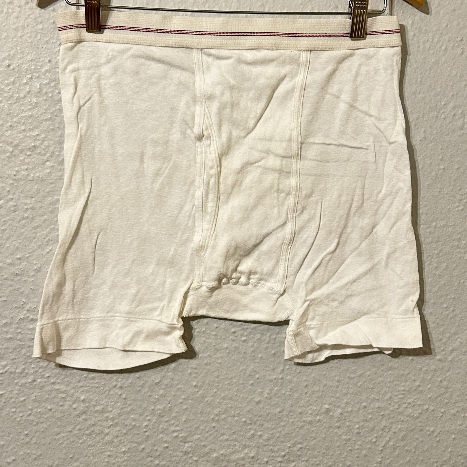 Vtg Hanes Men\'s Sz 38 White Underwear Knit Shorts Cotton Made in USA Vtg Hanes Men\'s Sz 38 White Underwear Knit Shorts Cotton Made in USA