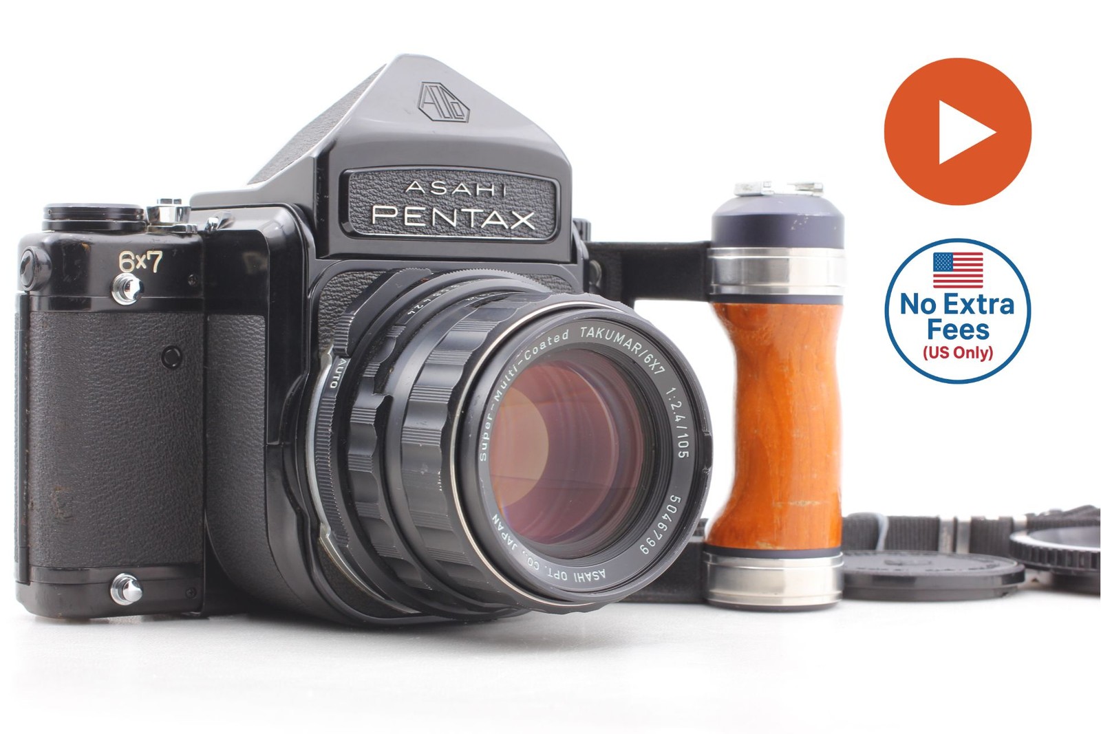 [ MINT w/ Grip Strap ] Pentax 6x7 Eye Level SMC T Takumar 105mm f/2.4 From JAPAN