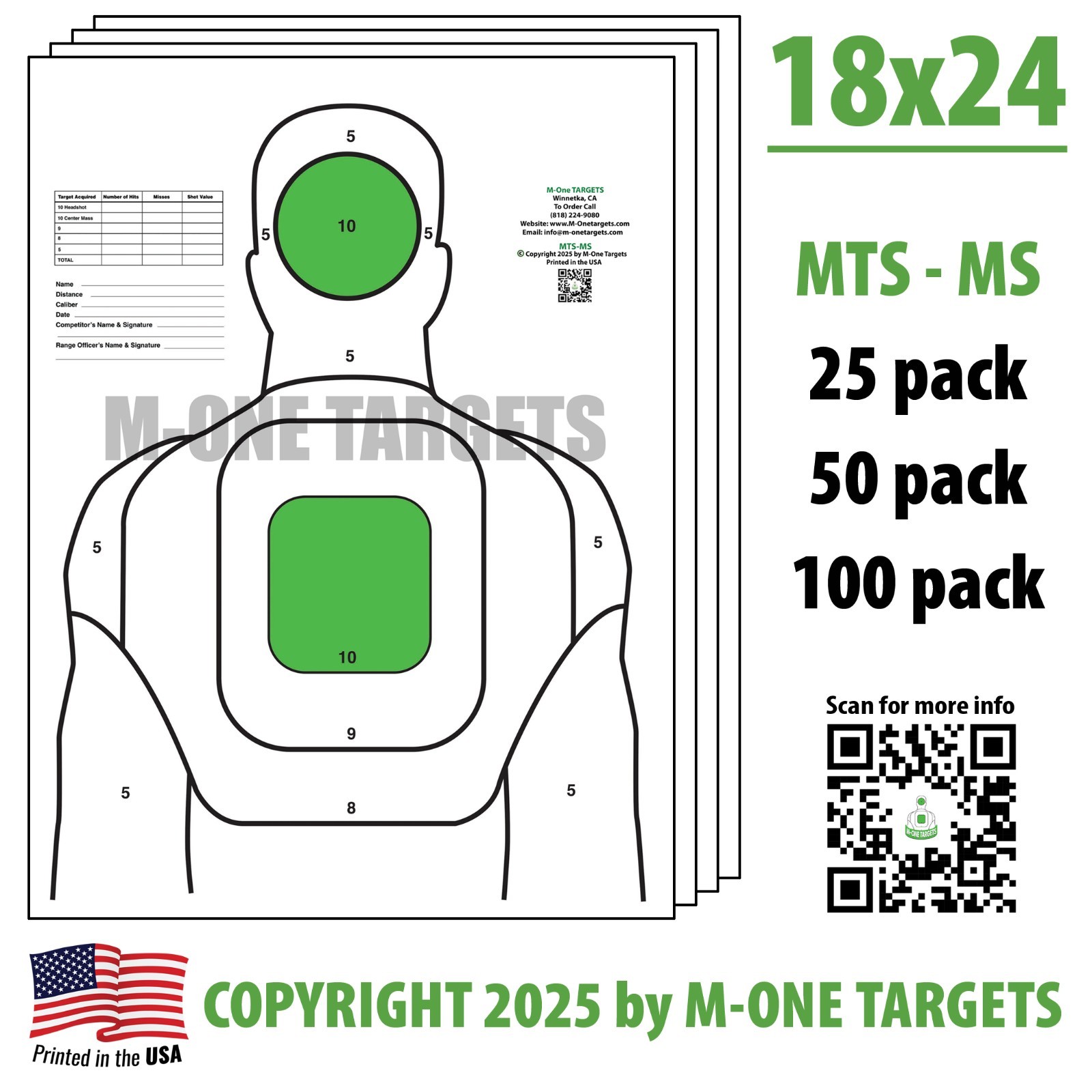 50 pcs High Quality Indoor Outdoor Range Paper Shooting Targets 18x24