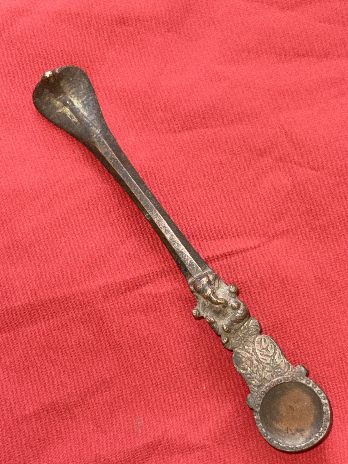 Indian Ritual PujaSpoon (Uddharane or Utharini)South India 19th C Antique Brass