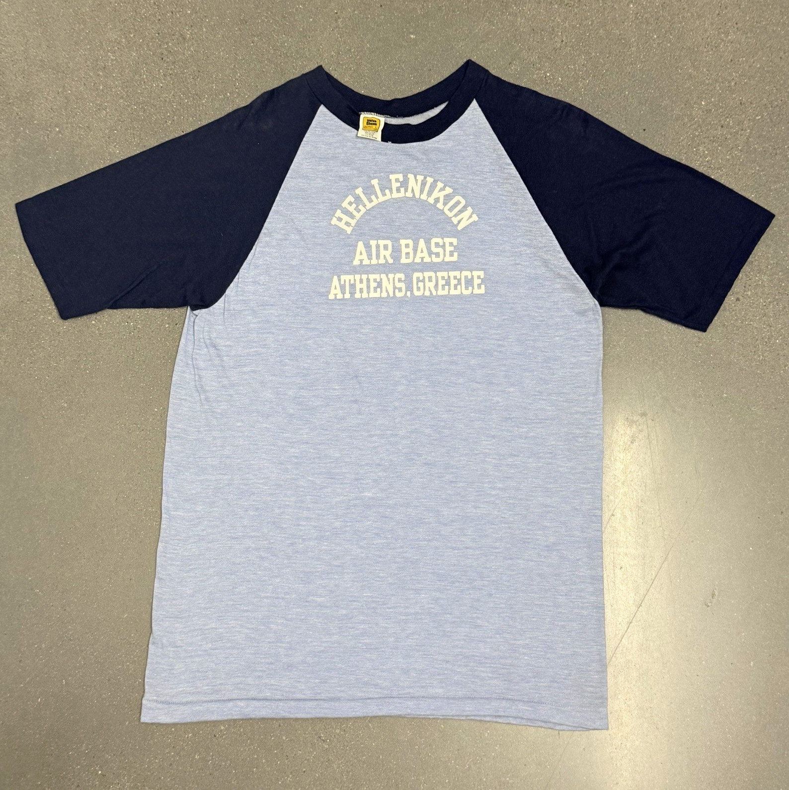 70s Vintage Hellenikon Air Base Athens Greece Velva Sheen Tee L 70s Vintage Hellenikon Air Base Athens Greece Velva Sheen Tee L