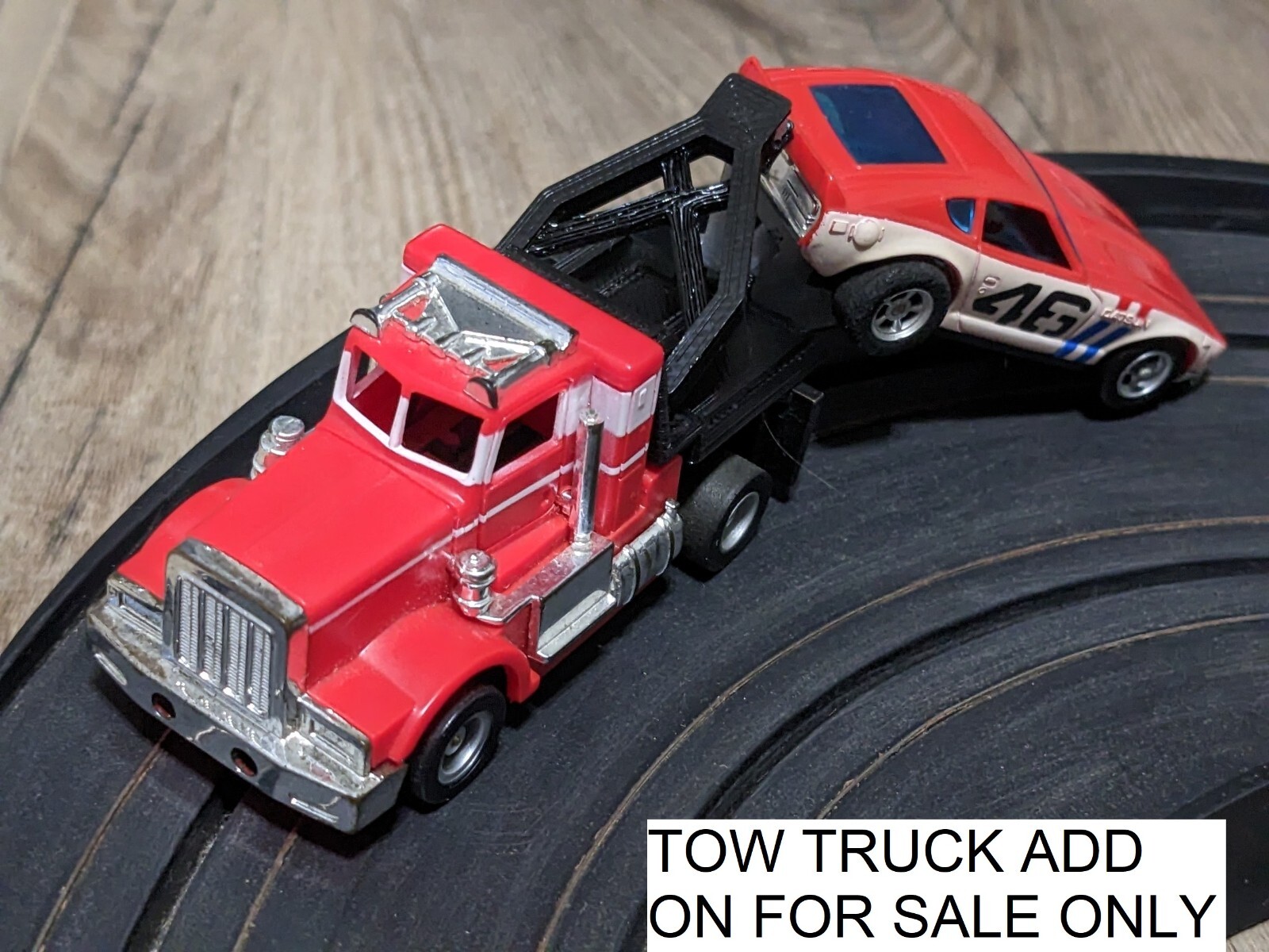 TYCO SEMI PETERBILT TRUCK CUSTOM TOW TRUCK BOOM AND HOOK HO SLOT CAR ADD ON