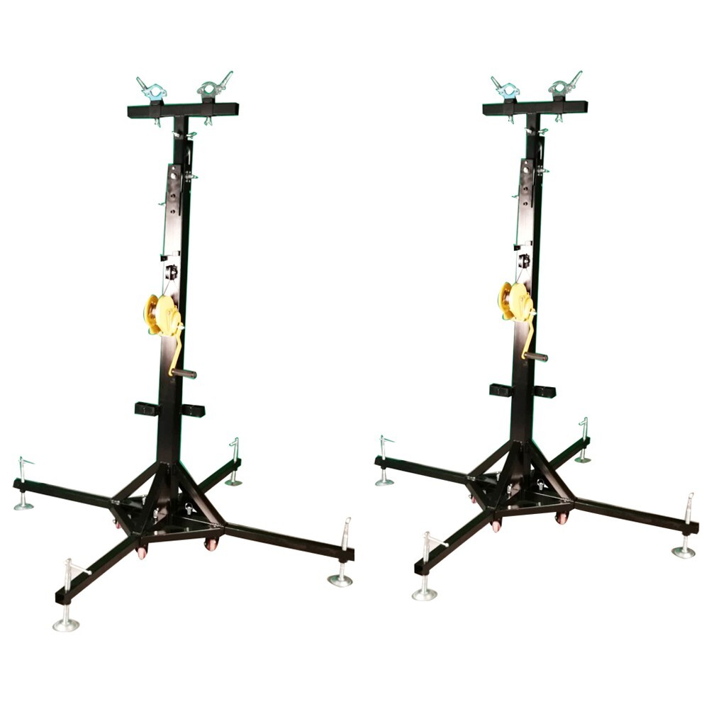 2 PCS 19Ft Heavy Duty Tower Lifter Crank Lighting DJ Concert Stand W/Outriggers