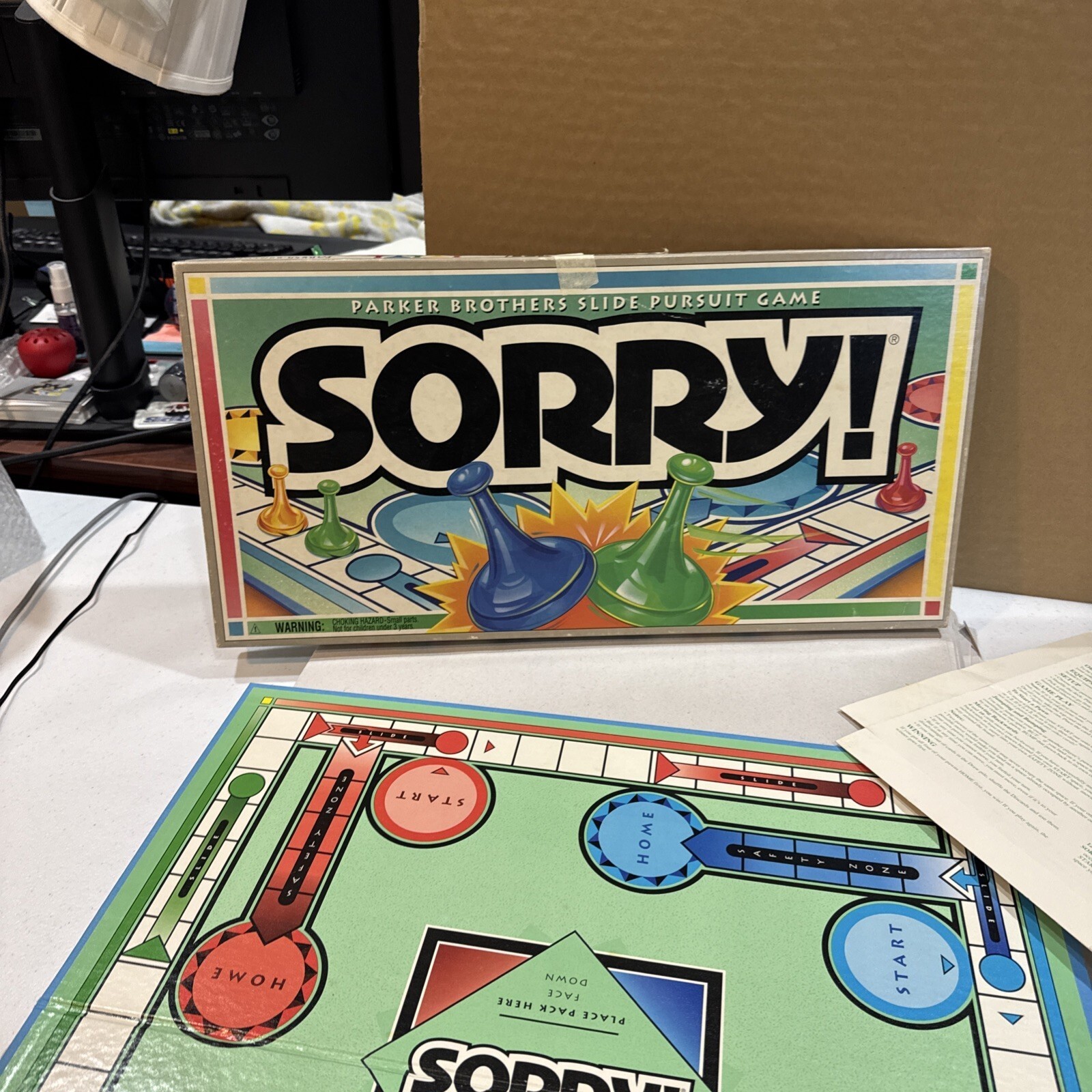 Vintage 1992 Sorry Board Game - Parker Brothers - Complete in Original Box