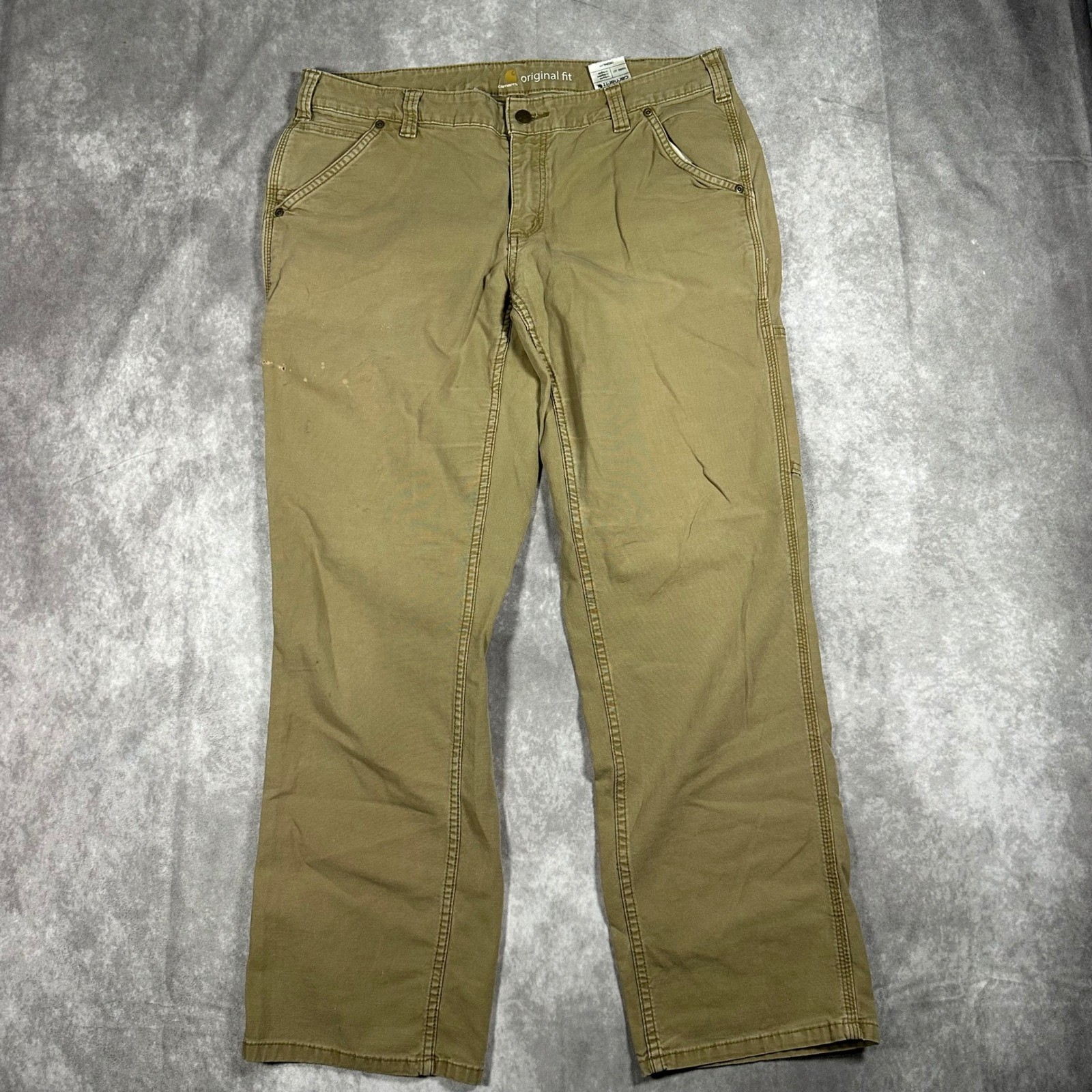Carhartt Tan Canvas Work Pants Womens 14 Regular Original Fit Utility Workwear Carhartt Tan Canvas Work Pants Womens 14 Regular Original Fit Utility Workwear