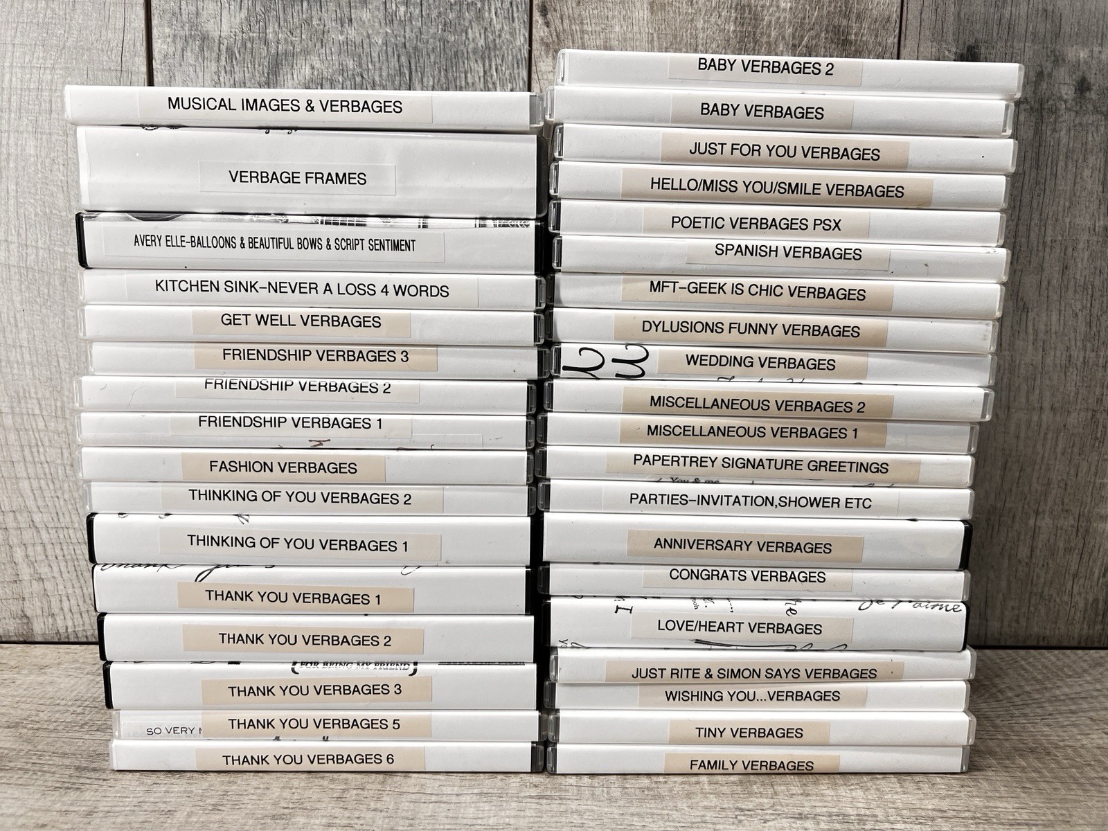 HUGE 600+ LOT of Verbage Polymer & Rubber Cling Mounted Stamps In DVD Cases