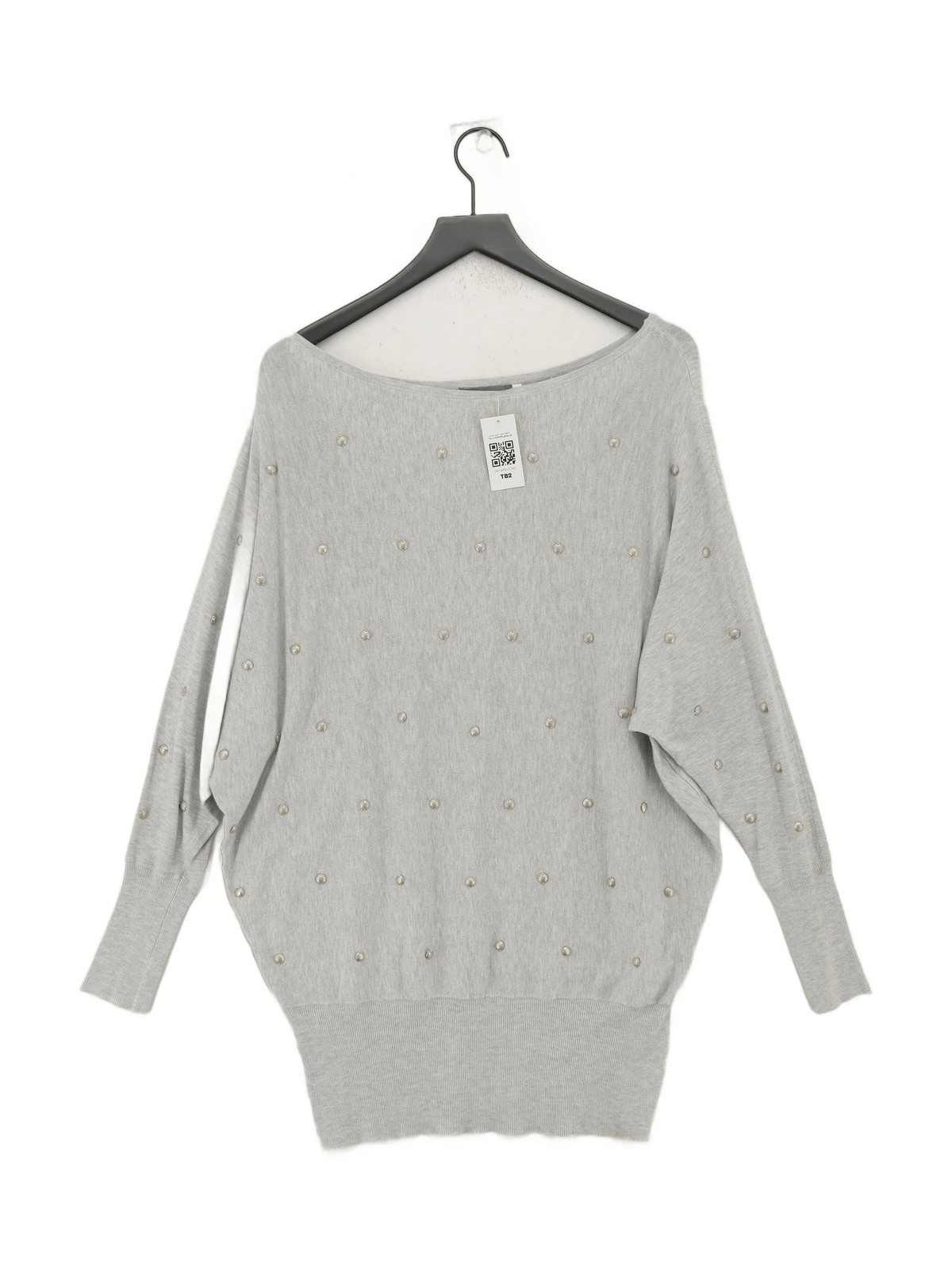 Mint Velvet Women\'s Jumper UK 16 Grey Viscose with Nylon, Elastane Pullover