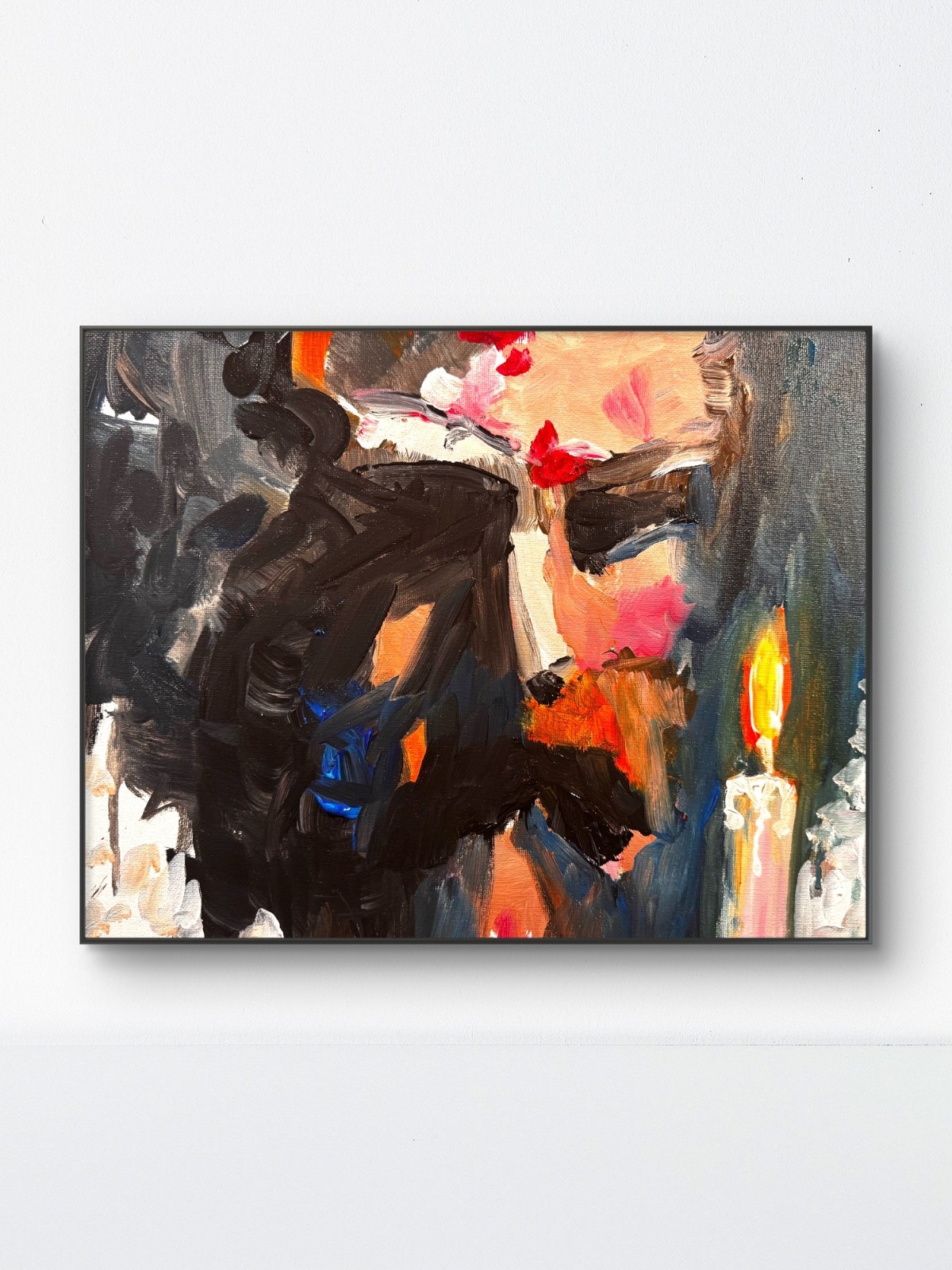 SAMATOWIC Original 11x14 Expressionist Figure With Candles Painting Signed Wall