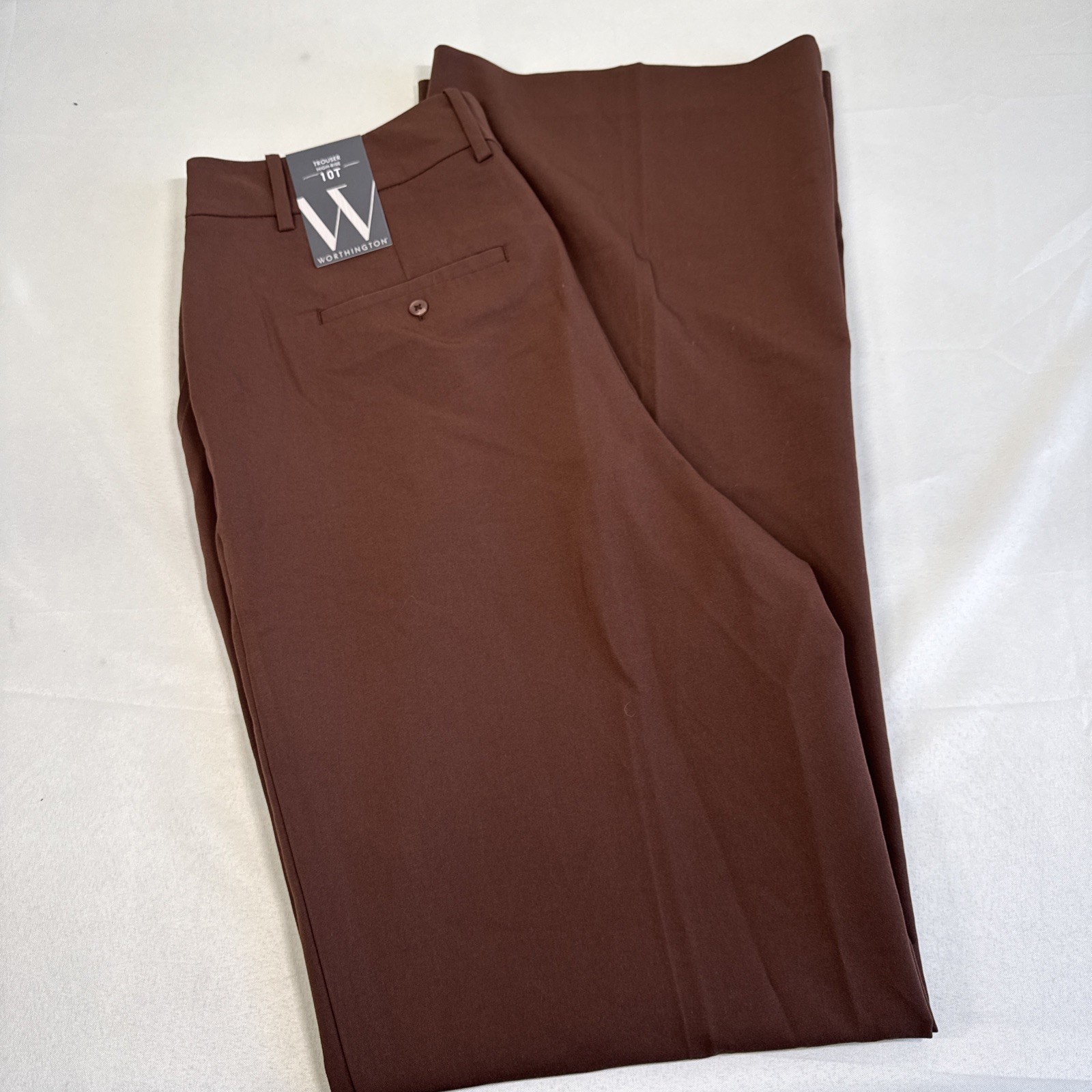 Worthington Women’s High Rise Trouser 10Tall 35” Inseam Brown Wrinkle Free