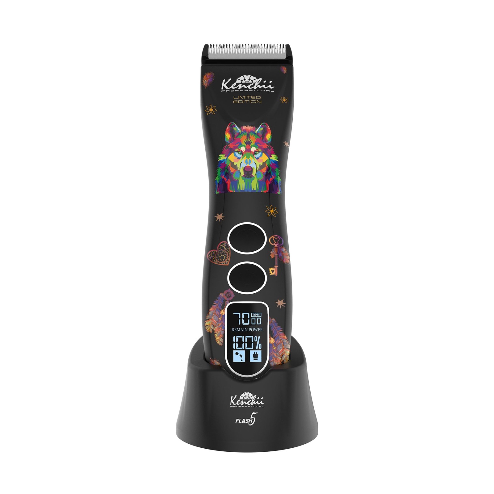 Kenchii Flash 5 Professional Dog Grooming Clippers, Cordless 5-Speed Black Kenchii Flash 5 Professional Dog Grooming Clippers, Cordless 5-Speed Black
