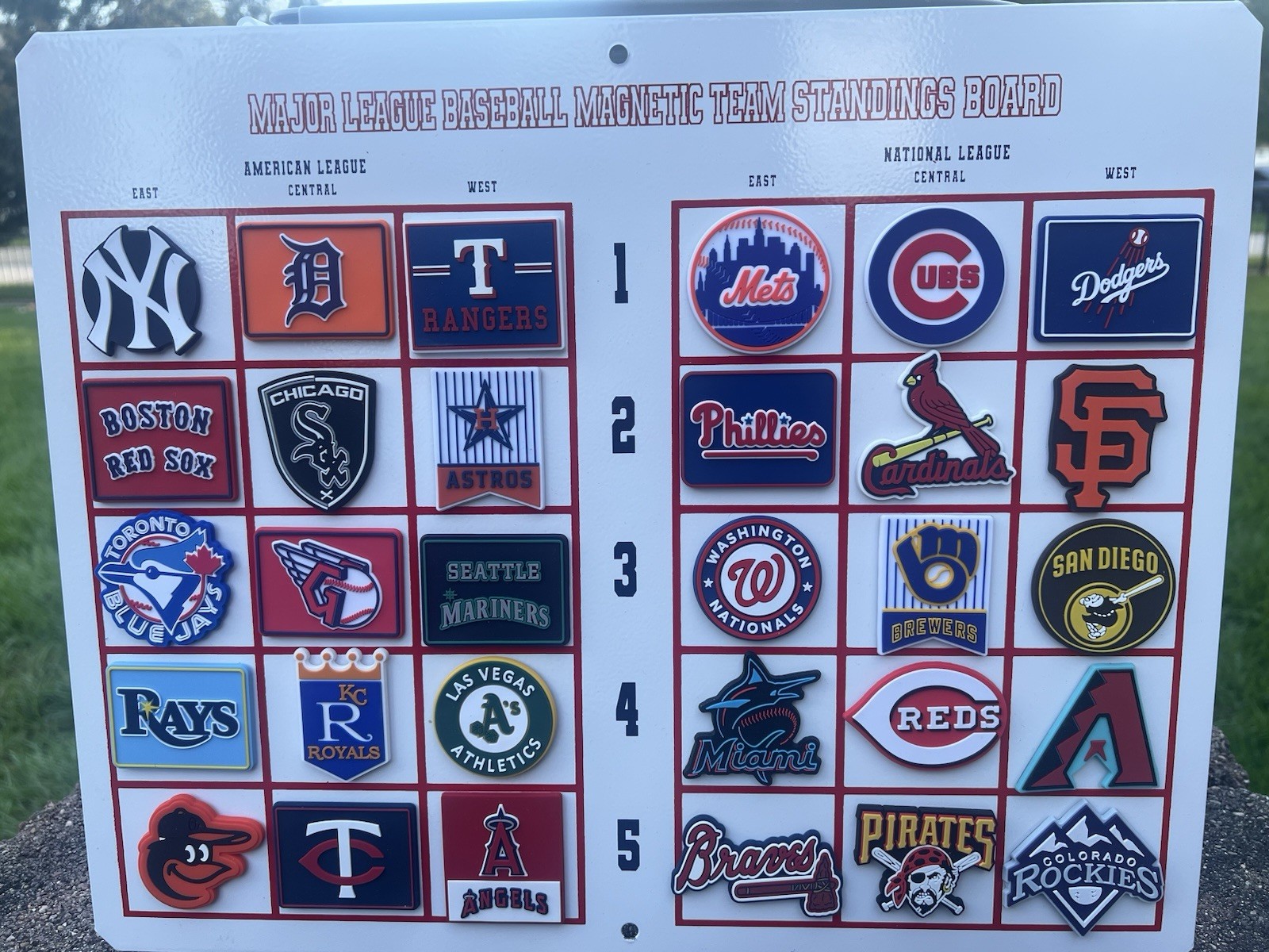 VINTAGE MLB 2026 FULL SET LOGO MAGNETIC TEAM STANDINGS BOARD 30 RUBBER MAGNETS