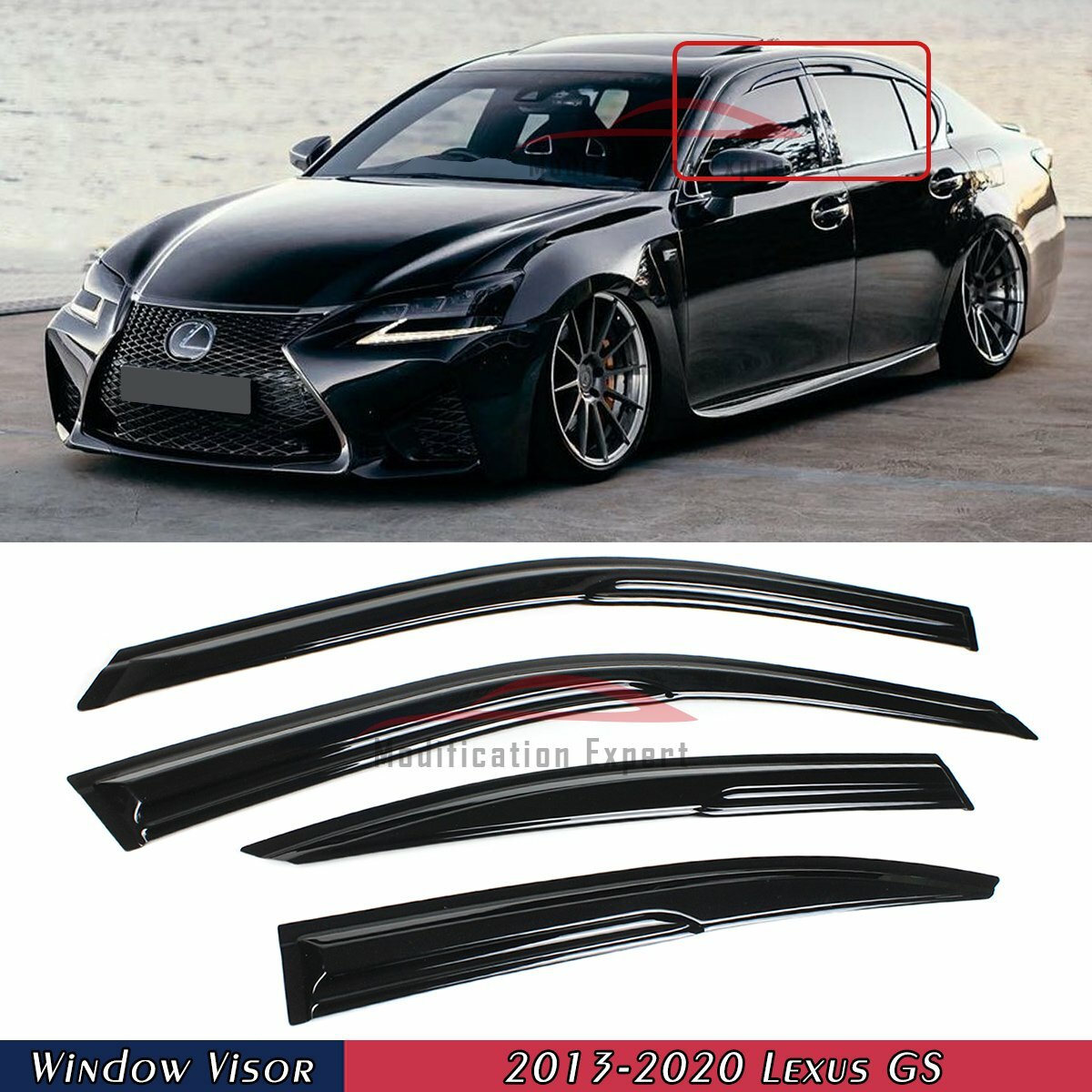 For 2013-2020 Lexus GS F GS350 GS450h JDM Mugen Style Window Visors Rain Guards