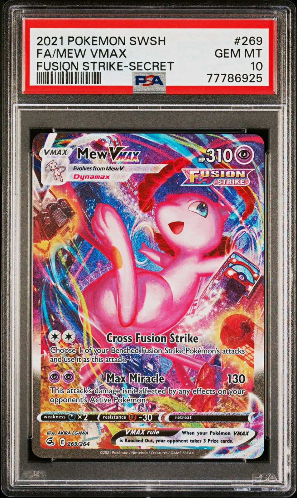 Fusion Strike Mew VMAX Secret Alt Art Holo 269/264 PSA 10