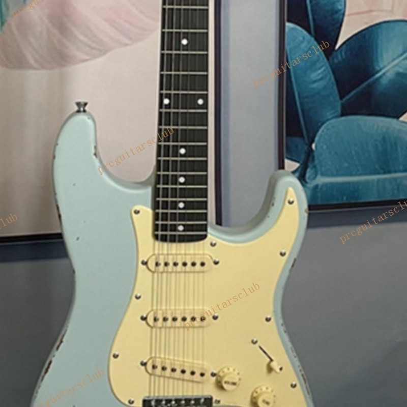 Clearance Guitar Solid Body Electric Guitar SSS Pickups Aged Blue US Stock