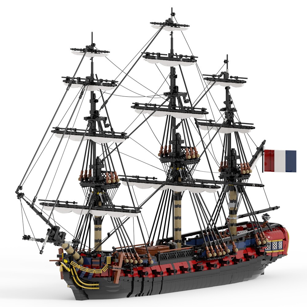 YOUFOY 28-Gun Frigate Full Rigged Ship with 3 Masts and Interior 6149 Pieces