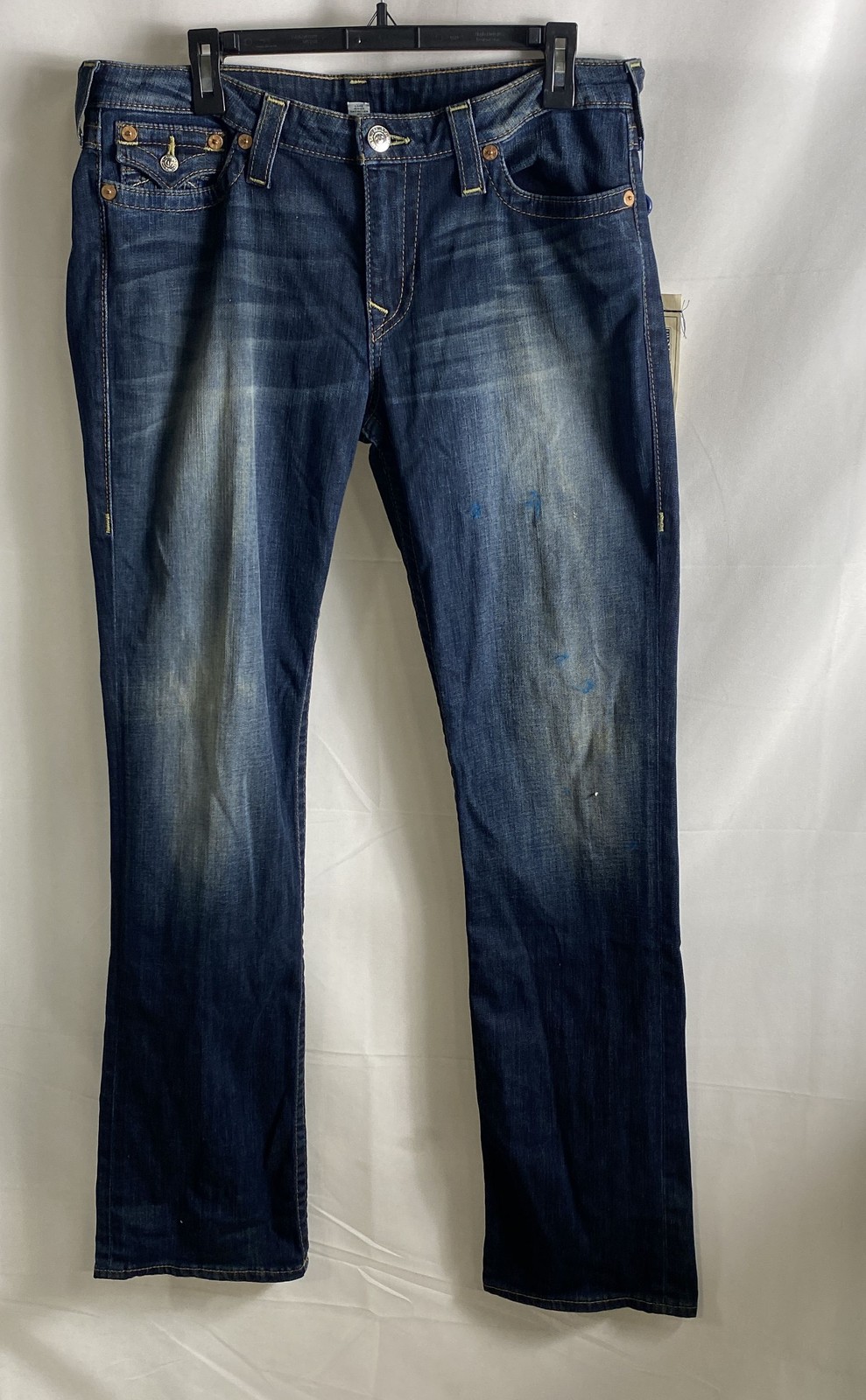 True Religion Men\'s Basic Slim Straight Blue World Tour Jeans NWT Sz 34