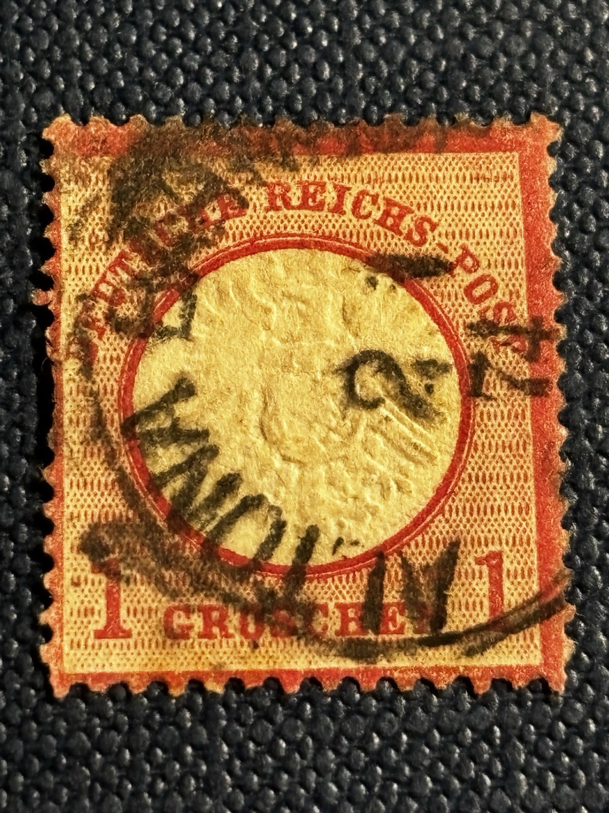 Germany 1872-1874 Scott # 17 Red/white 1 Groshen Hinged VF used Germany 1872-1874 Scott # 17 Red/white 1 Groshen Hinged VF used