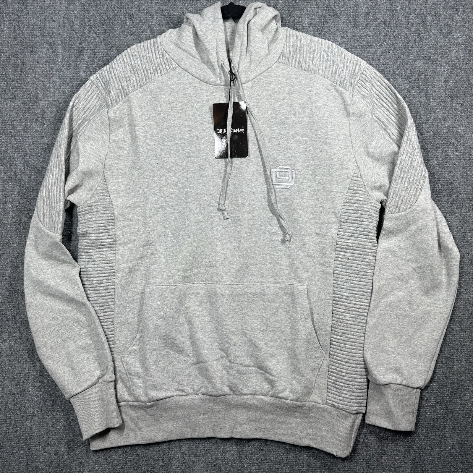DNINE Reserve Premium Quality Grey Hoodie Pullover Sweatshirt Mens Size XL NWT