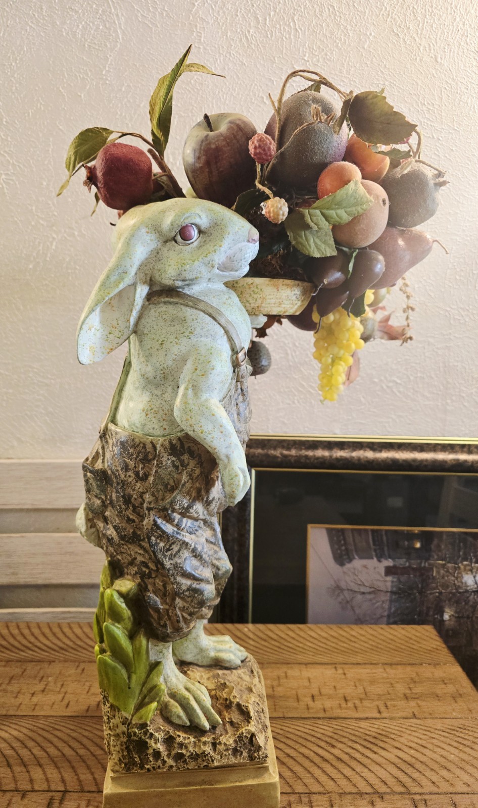 Vintage Chrisdon Farmer Bunny Rabibit Statue Resin Figurine In Overalls 21\