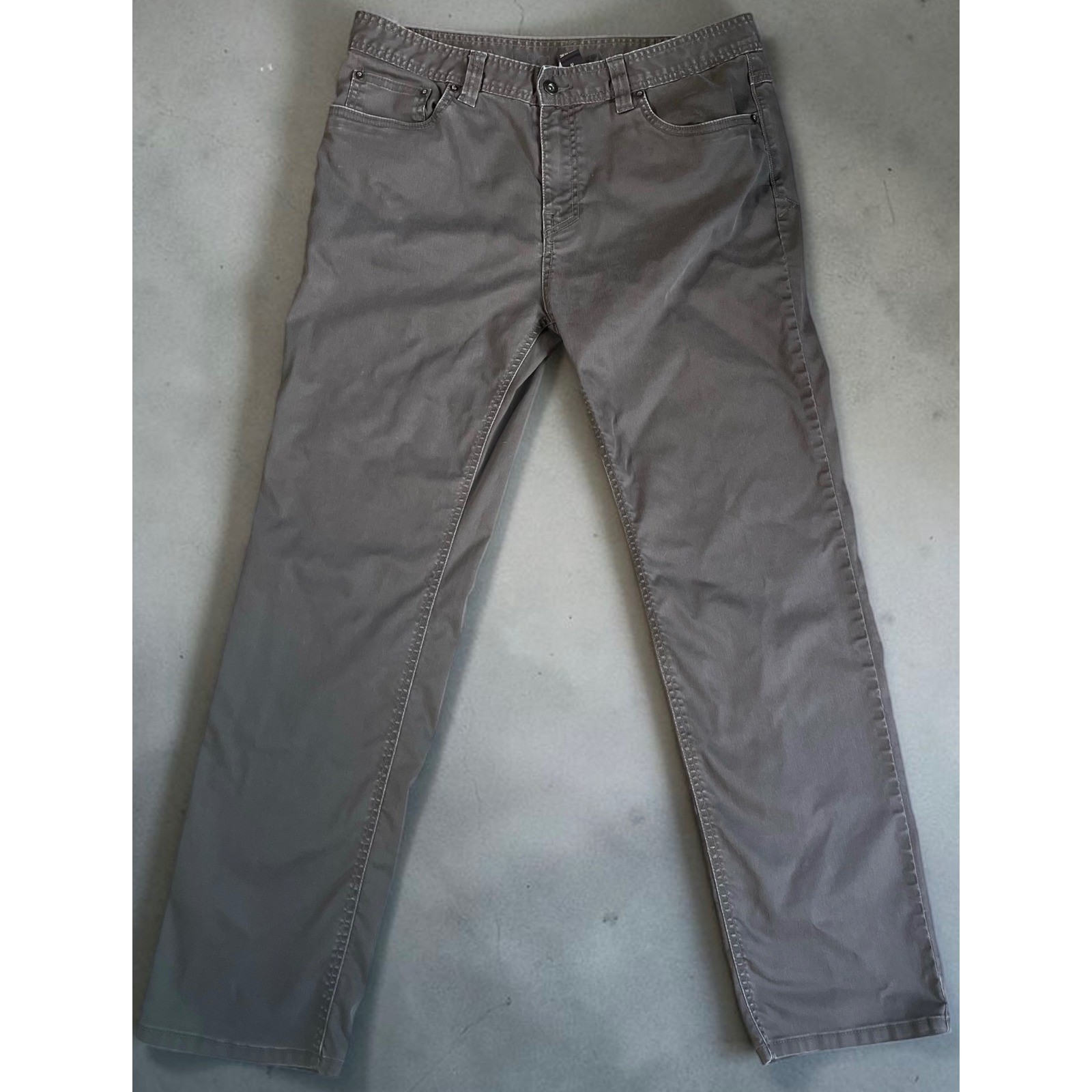 Prana Mens Slim Fit Pants 36x32 Charcoal Gray Stretch Cotton 5-Pocket Trousers