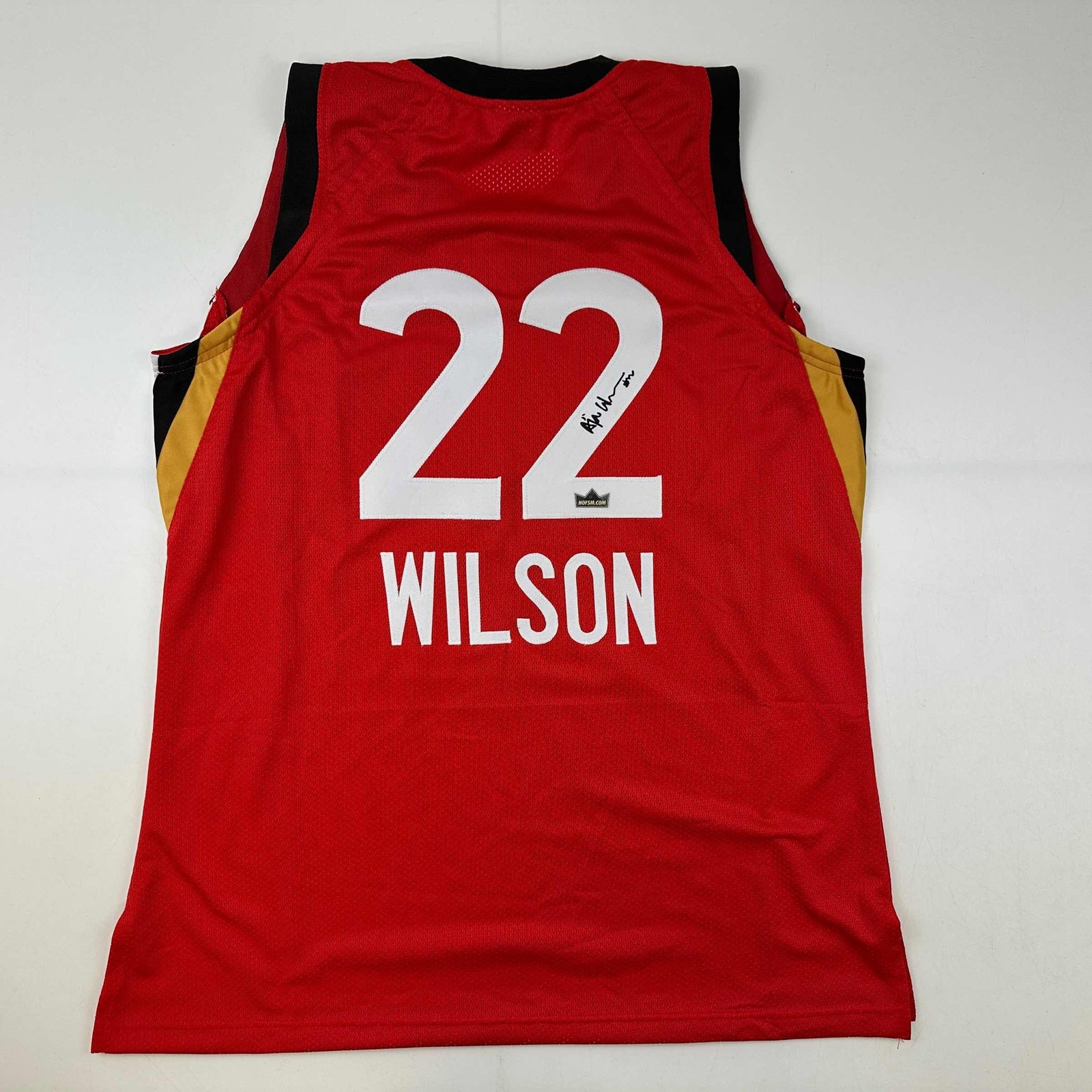 Facsimile Autographed A\'ja Wilson Las Vegas Red Jersey Size Men\'s XL