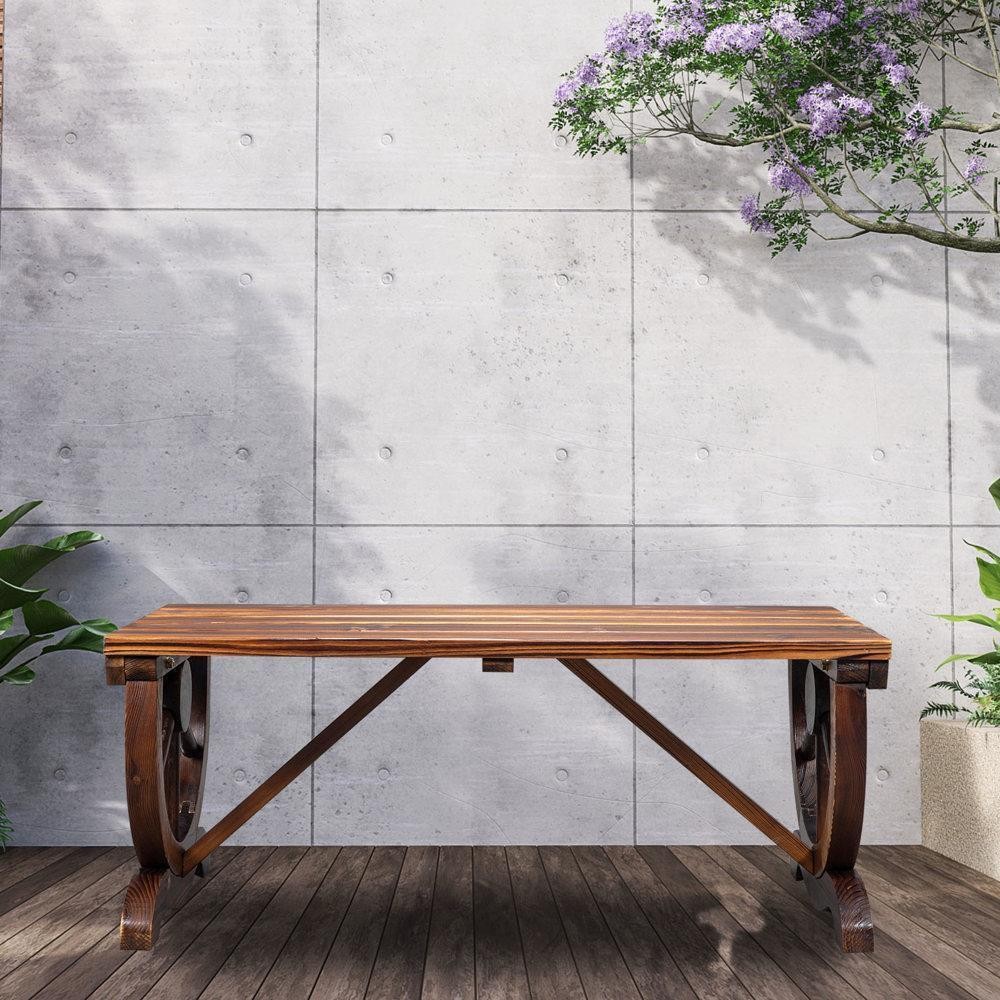 Wooden Outdoor Patio Furniture Garden Bench Park Seat Beach Yard Capacity660 lbs