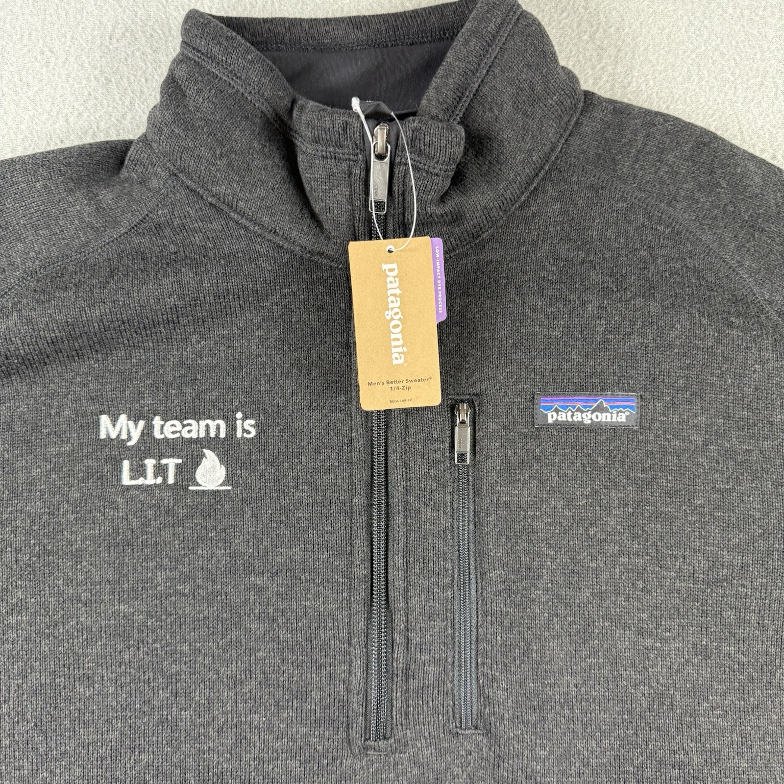 NWT Patagonia Better Sweater Mens Large  Black 1/4 Zip Fleece Pullover EY Logo