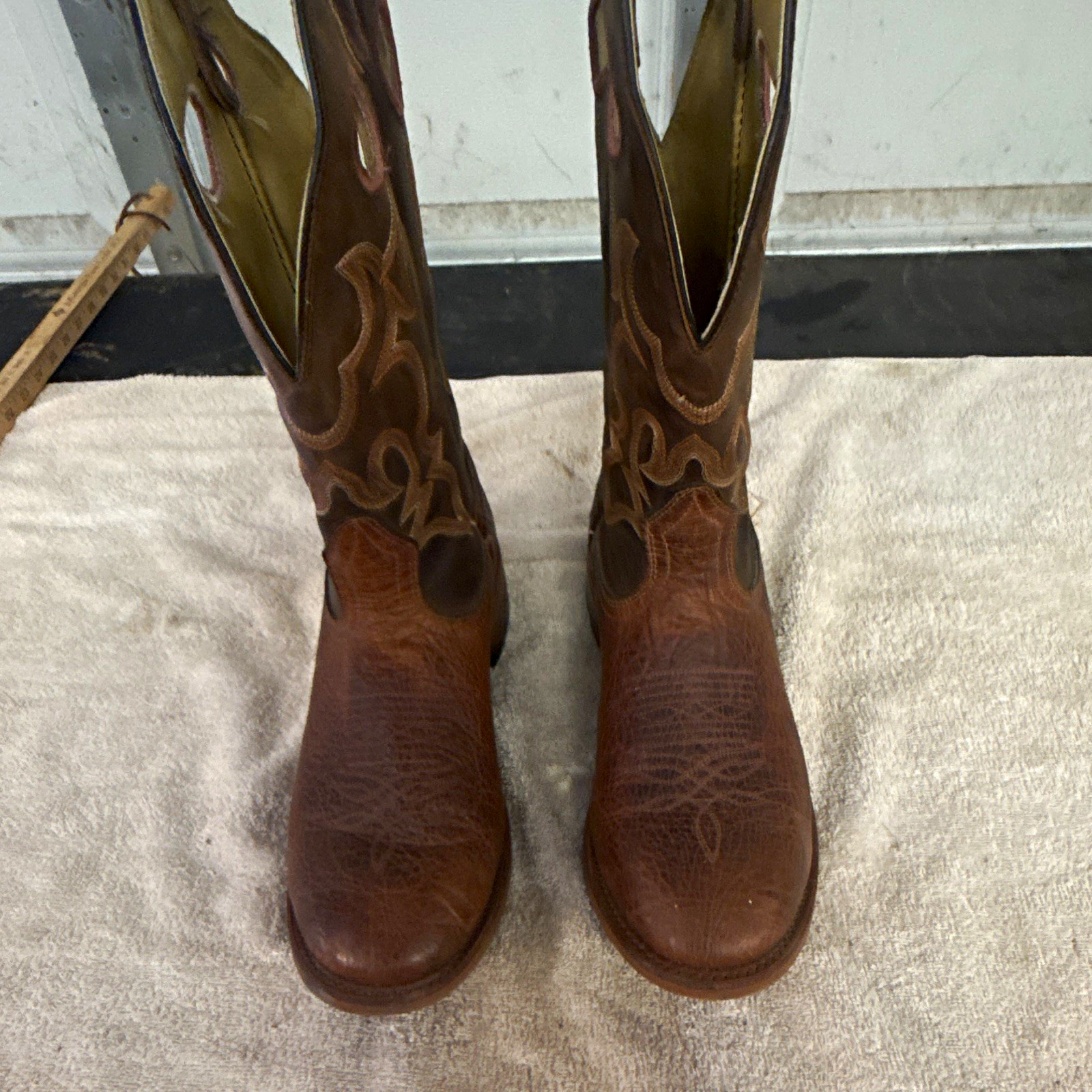 Boulet Men’s Brown Leather Pull-On Western Cowboy Boots US 8 Boulet Men’s Brown Leather Pull-On Western Cowboy Boots US 8