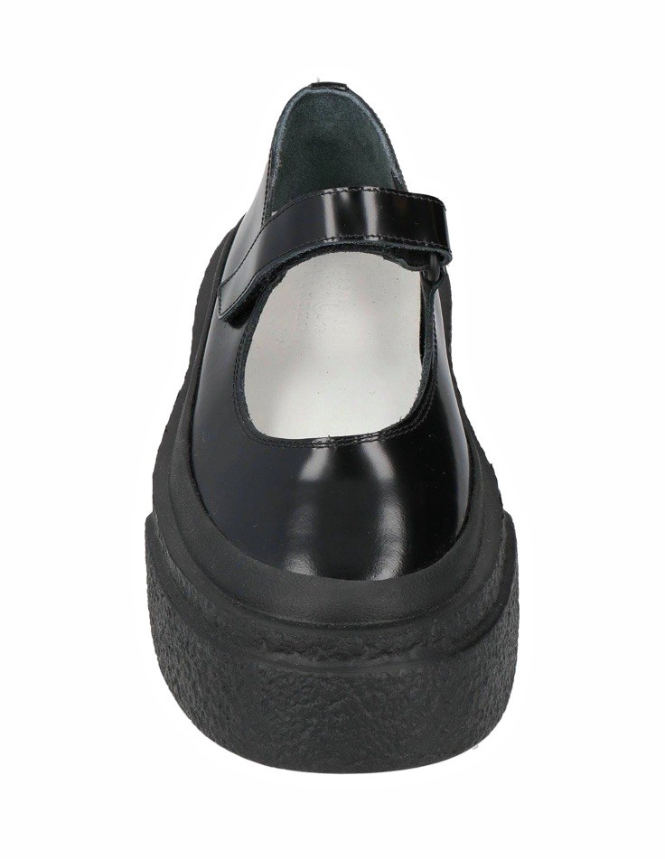 MM6 Maison Margiela Black Leather Platform Mary Jane Flats Strap Hook & Loop