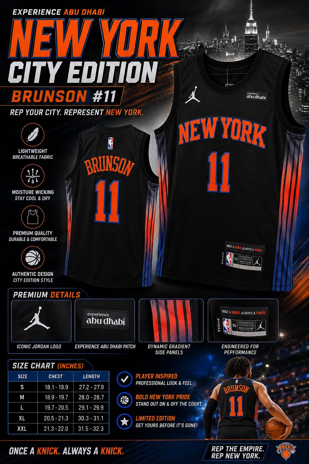 Jalen Brunson #11 Black Jersey Embroidered Brand New