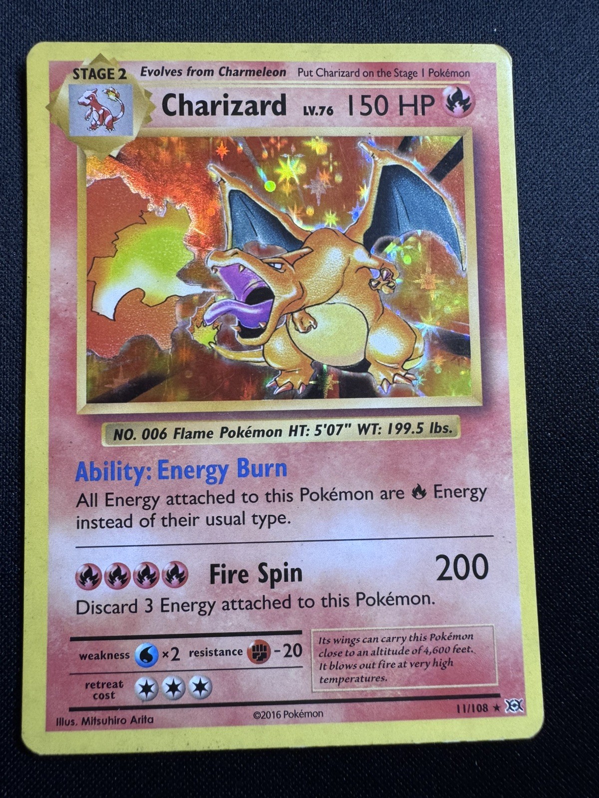 Charizard 11/108 XY Evolutions Holo Rare 2016 English HP Condition