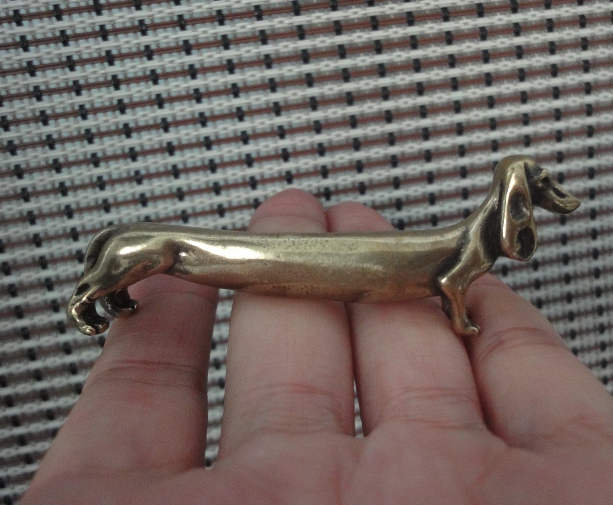 Vintage‑Style Brass Dachshund Dog Figurine Mini Long‑Body Dog Statue