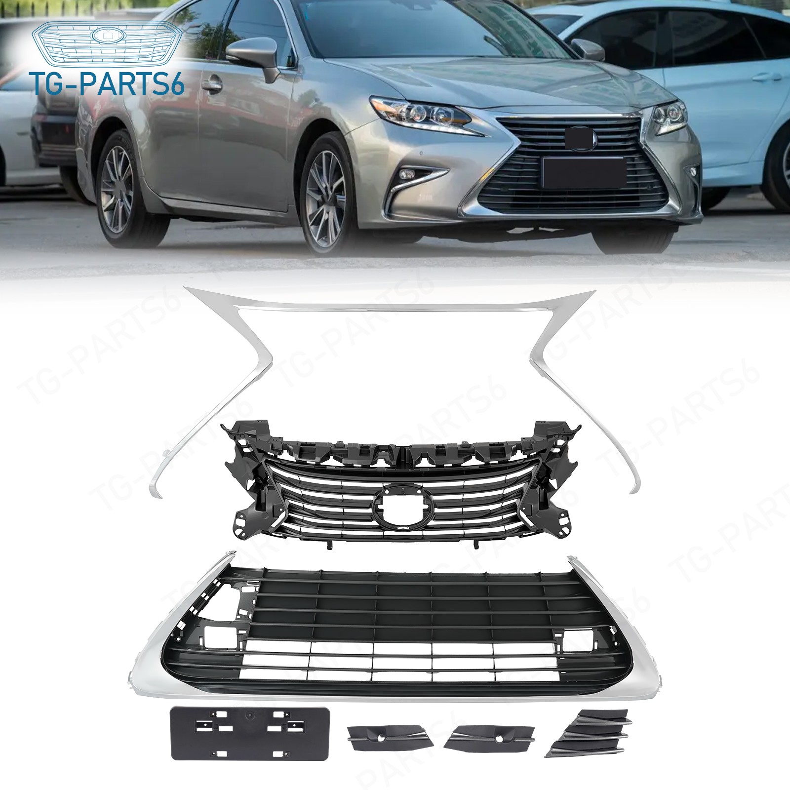Front Bumper Grille Molding Trim Set For 2016 2017 2018 Lexus ES300h ES350 Base Front Bumper Grille Molding Trim Set For 2016 2017 2018 Lexus ES300h ES350 Base