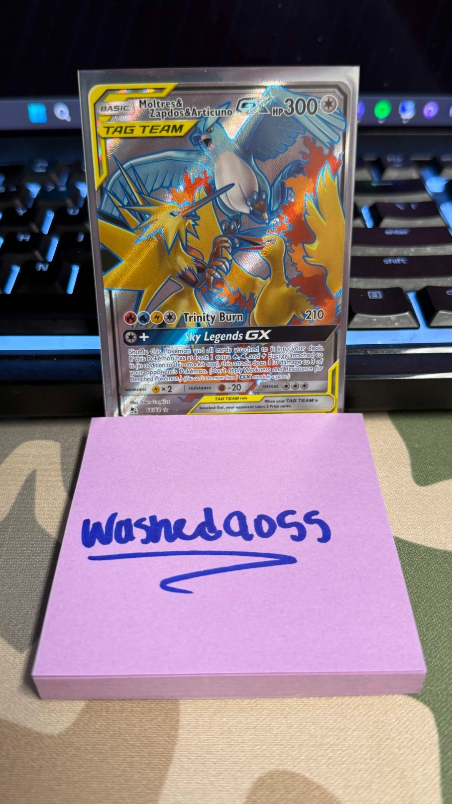 Moltres & Zapdos & Articuno GX (Full Art) Holo Ultra Rare Hidden Fates 66/68 NM