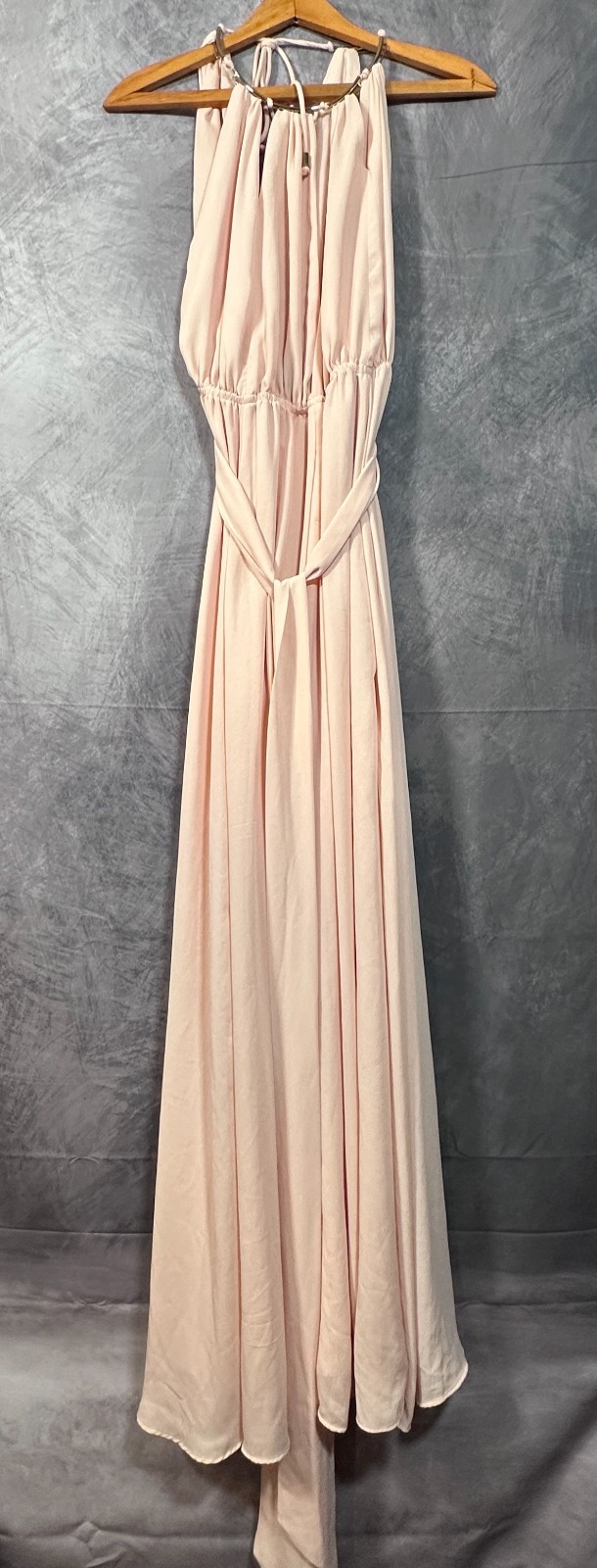 Lulus Heavenly Hues Maxi Dress Womens S Blush Pink Chiffon High Slit Formal Prom