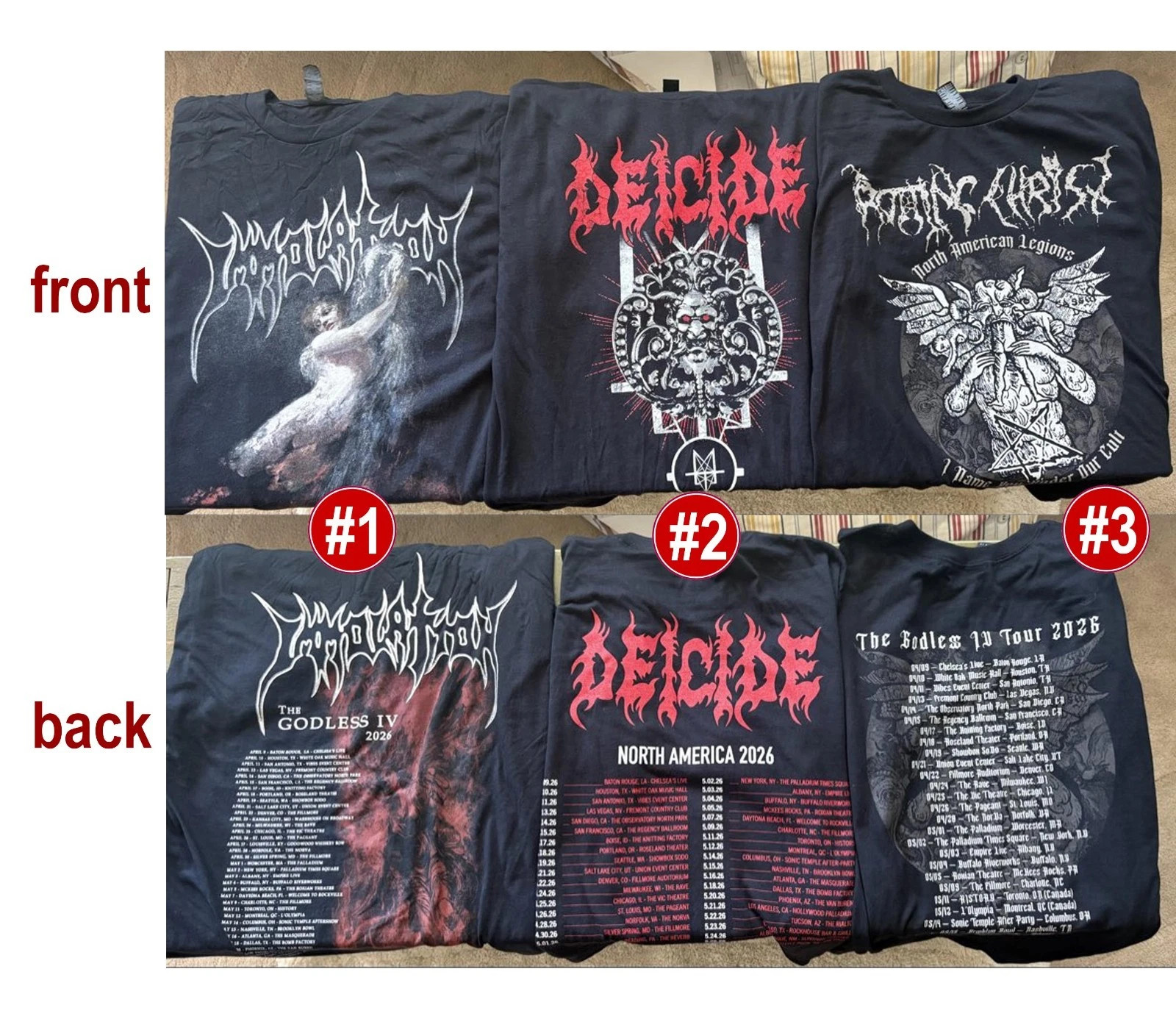 NEW - Immolation Band The Godless IV 2026 Tour Merch Shirt Pick 1 style design
