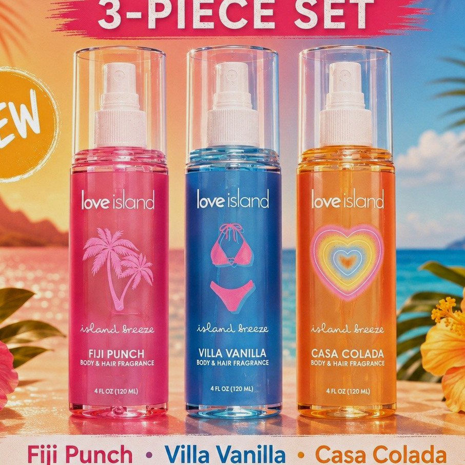 Love Island Island Breeze Body & Hair Fragrance 3pc Set Fiji/Villa/Casa 4oz
