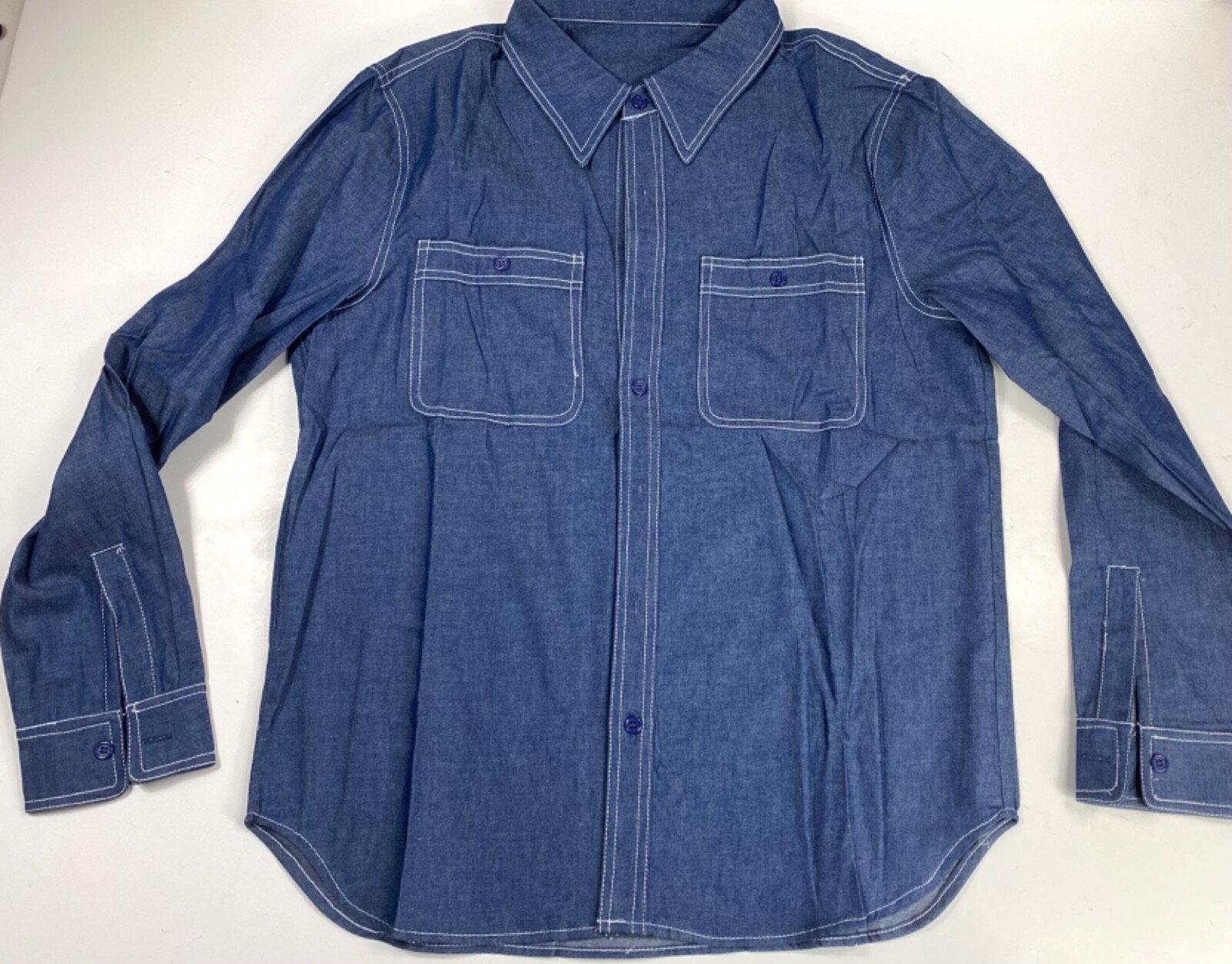 WWII US NAVY ENLISTED CHAMBRAY SAILOR FIELD SHIRT- SIZE 3, 42-44R