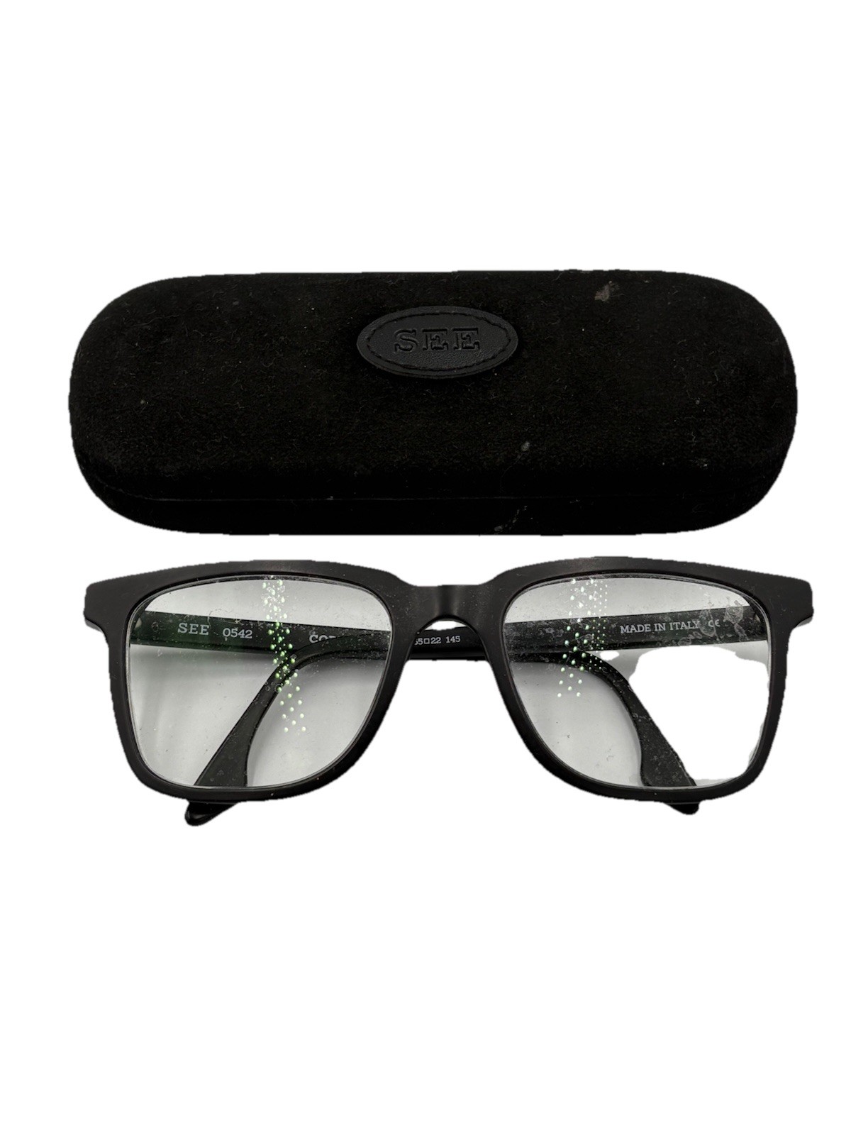 Men\'s SEE EYEWEAR Eyeglass Frames & Case Only BLACK 0542 Italy Frame 145 Men\'s SEE EYEWEAR Eyeglass Frames & Case Only BLACK 0542 Italy Frame 145