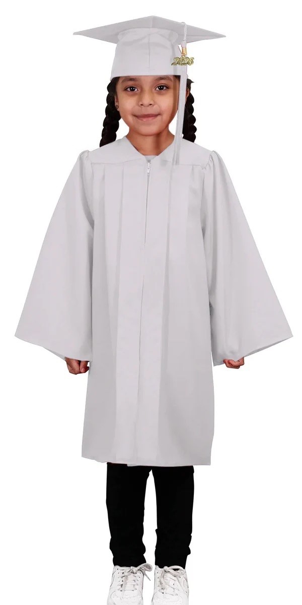 Xuhal 6 Set Preschool Graduation Cap and Gown Set Kindergarten White, Large Xuhal 6 Set Preschool Graduation Cap and Gown Set Kindergarten White, Large