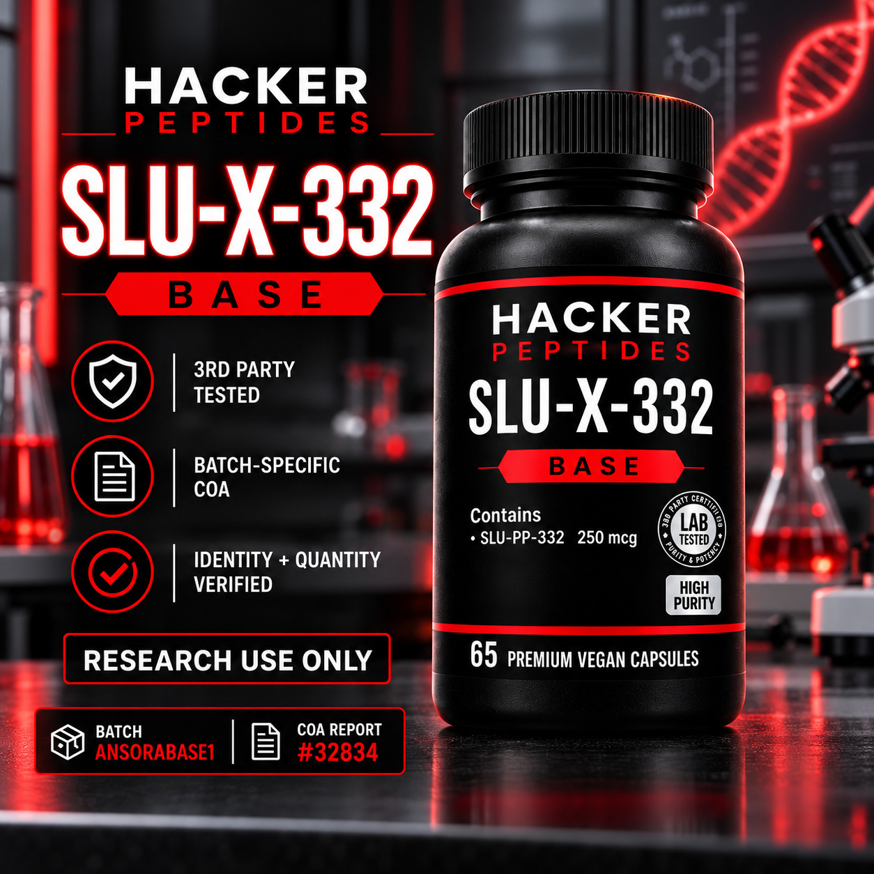 SLU-PP-332 250 mcg | 65 Capsules | Vegan | COA | RUO