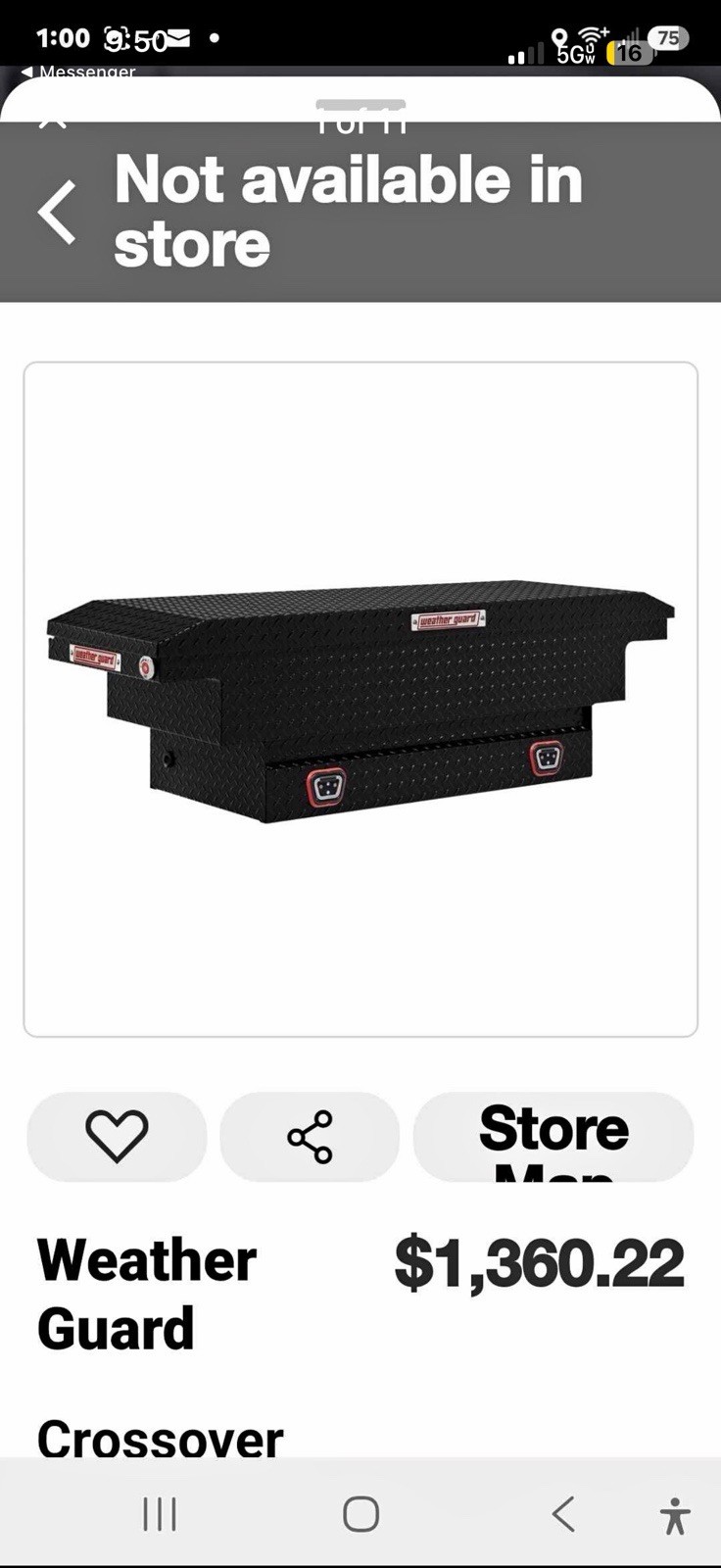 Brand New 66” Weather guard Cross Over Tool Box