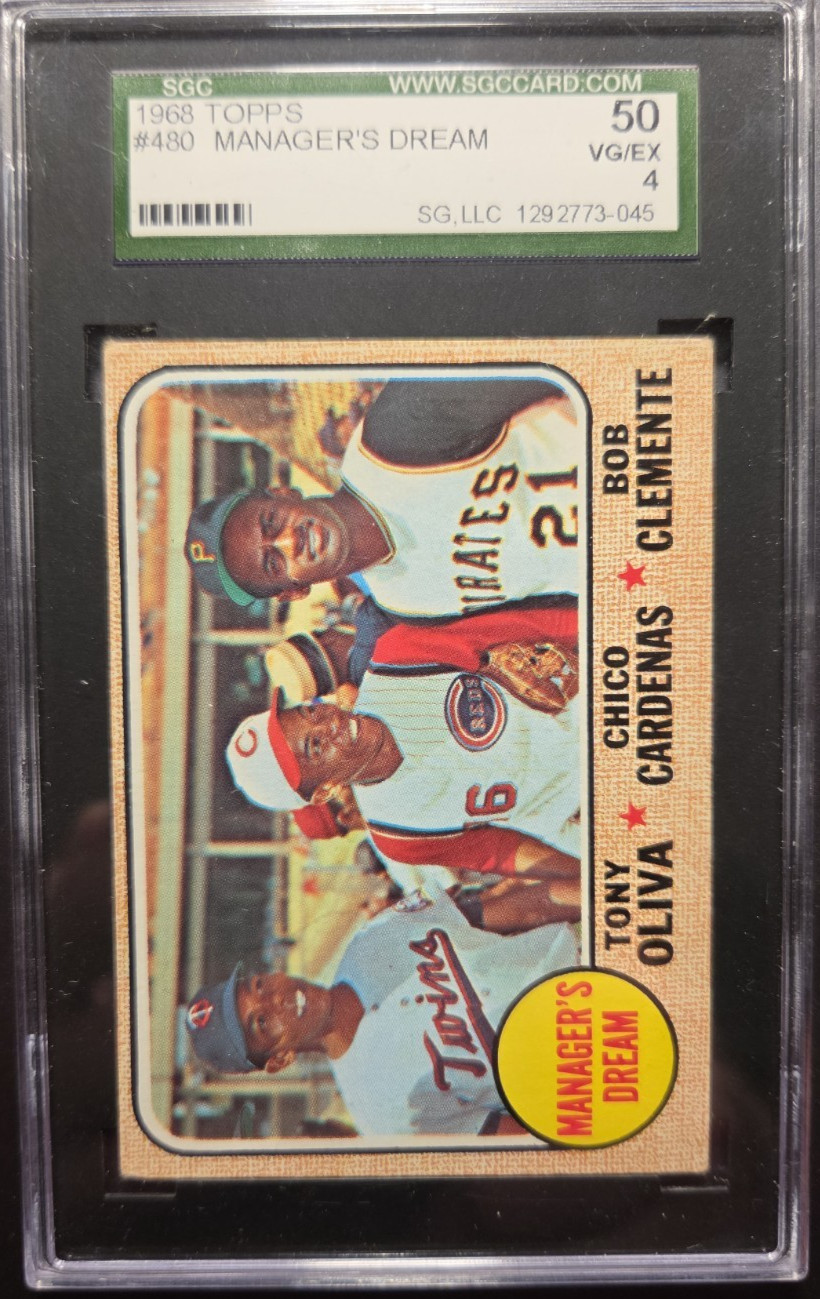 1968 Topps #480 Oliva Cardenas Clemente (Manager's Dream) SGC 50 VGEX