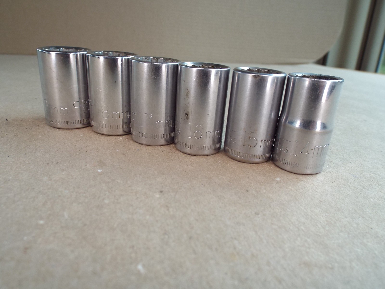 VTG 6 PC Craftsman Metric Socket 14 - 19mm Lot 1/2