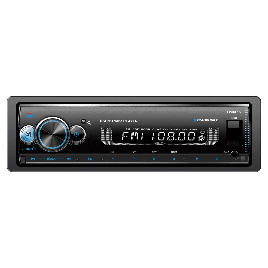 BLAUPUNKT IRVINE 150 USB/BT/MP3 PLAYER CAR SINGLE-DIN RECEIVER w/DETACHABLE FACE