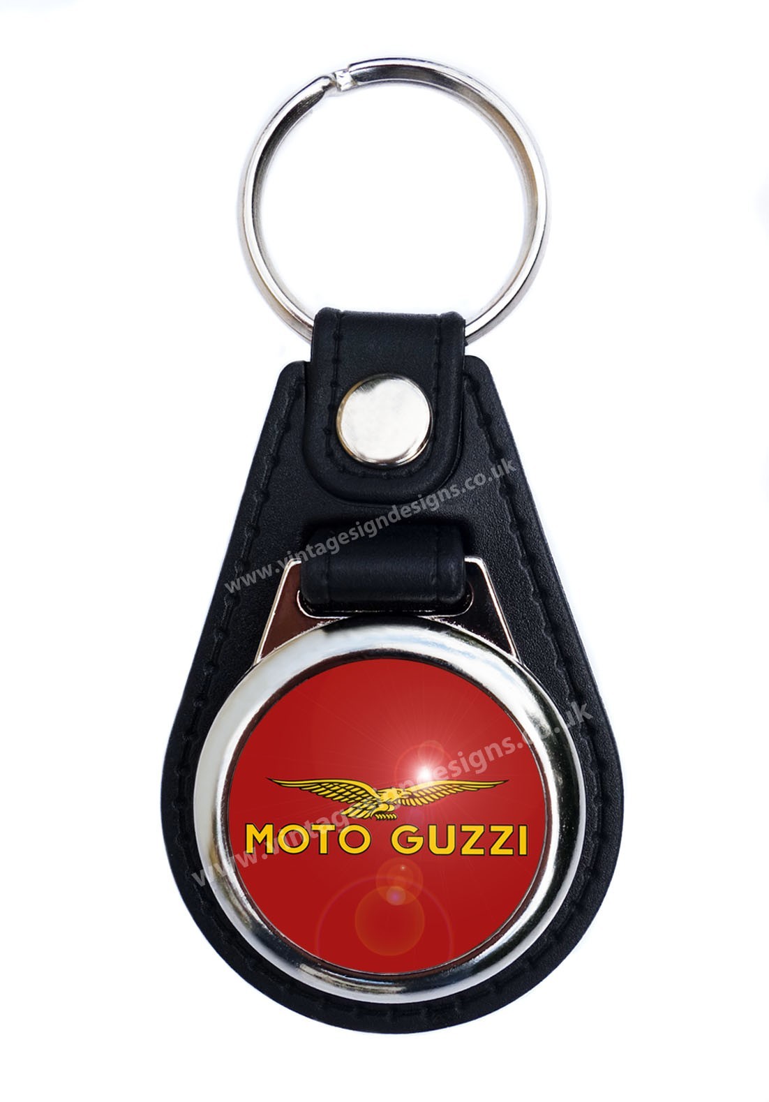 MOTO GUZZI FAUX LEATHER KEY RING / KEY FOB.CLASSIC MOTO GUZZI MOTORCYCLES.