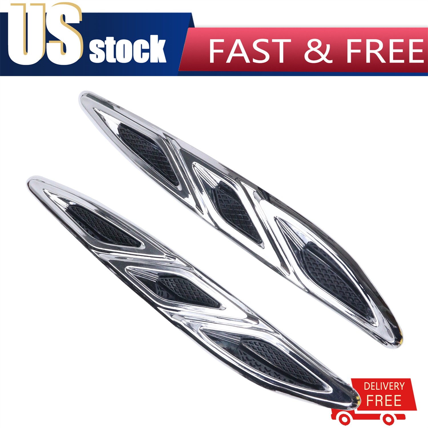 For 2012-2016 Buick Verano Front Hood Engine Vent Grille Molding Trim 2Pcs/Set