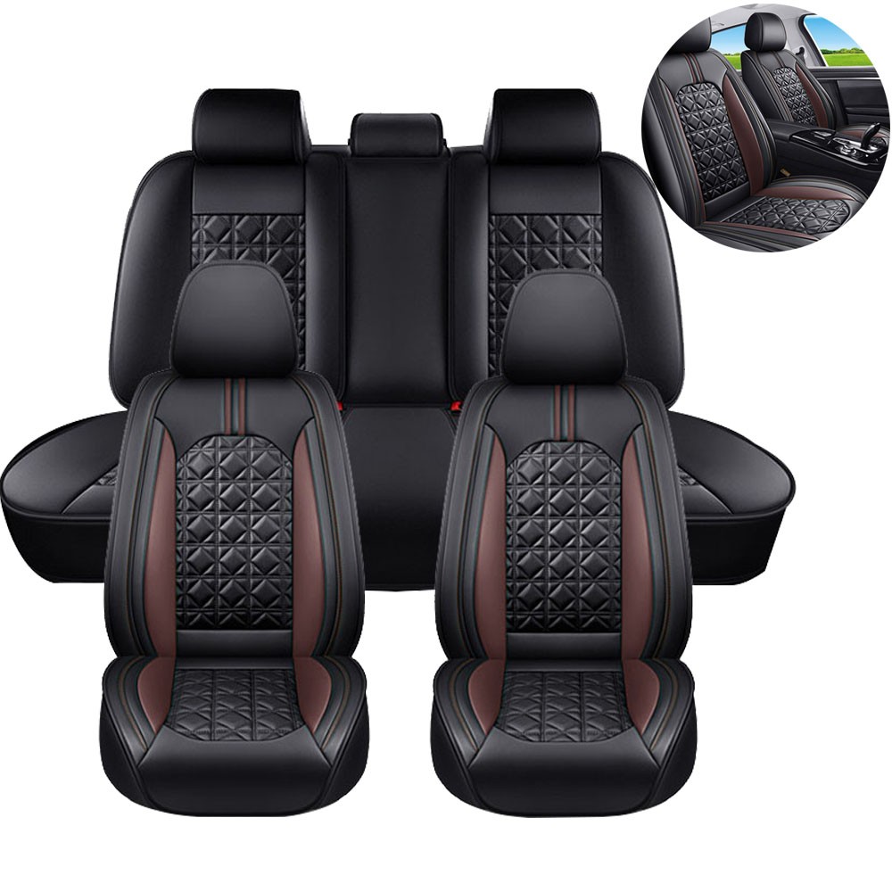 For Toyota Tundra Car Seat Cover Luxury Leather Front Rear Set Cushion Protector