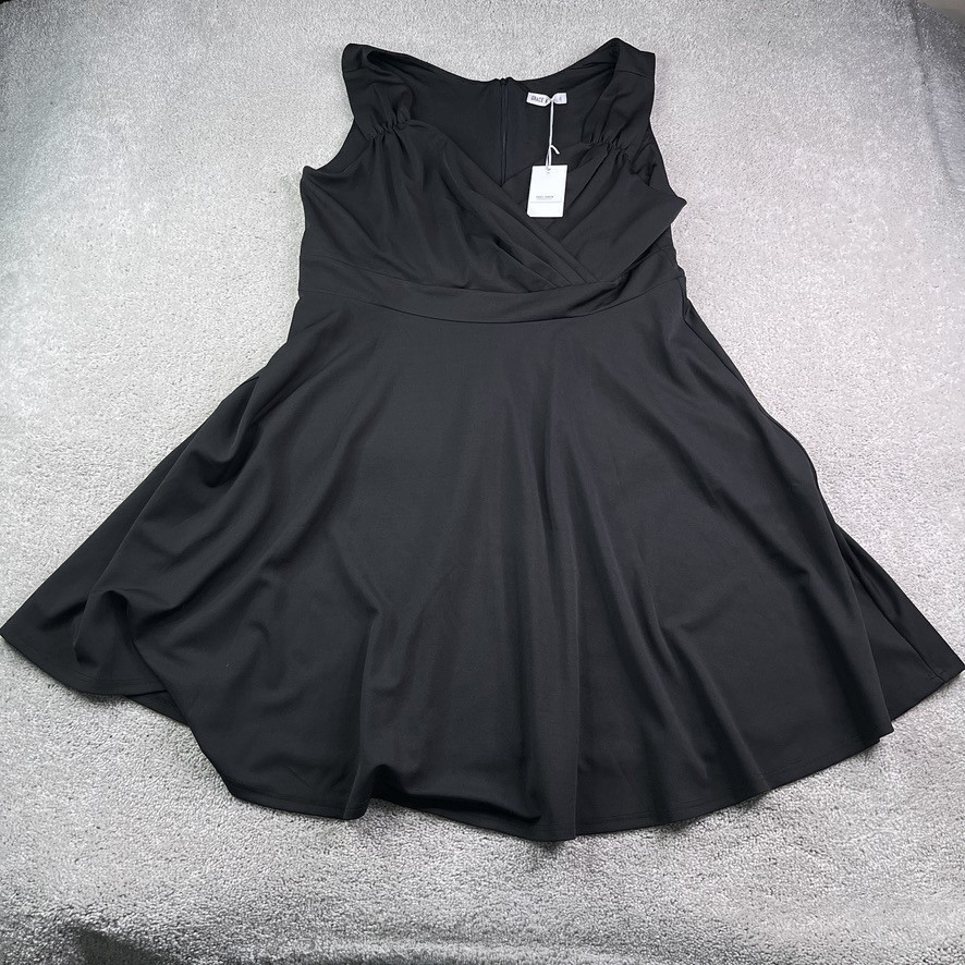 NEW Grace Karin Dress Womens 3XL Black Surplice Ruched Fit Flare Cocktail NWT