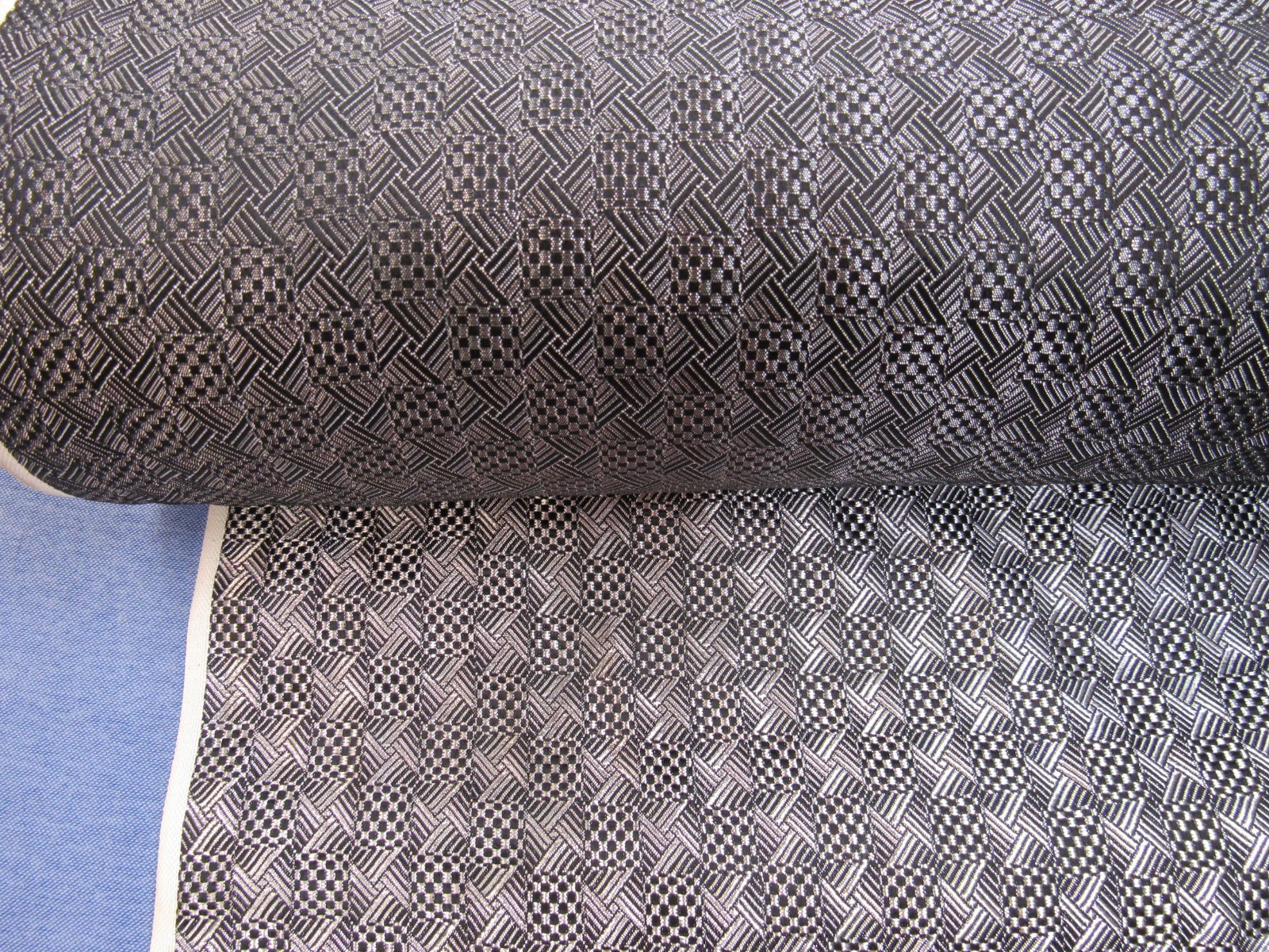 Vintage woven jacquard fabric in black and silver - 50\ Vintage woven jacquard fabric in black and silver - 50\